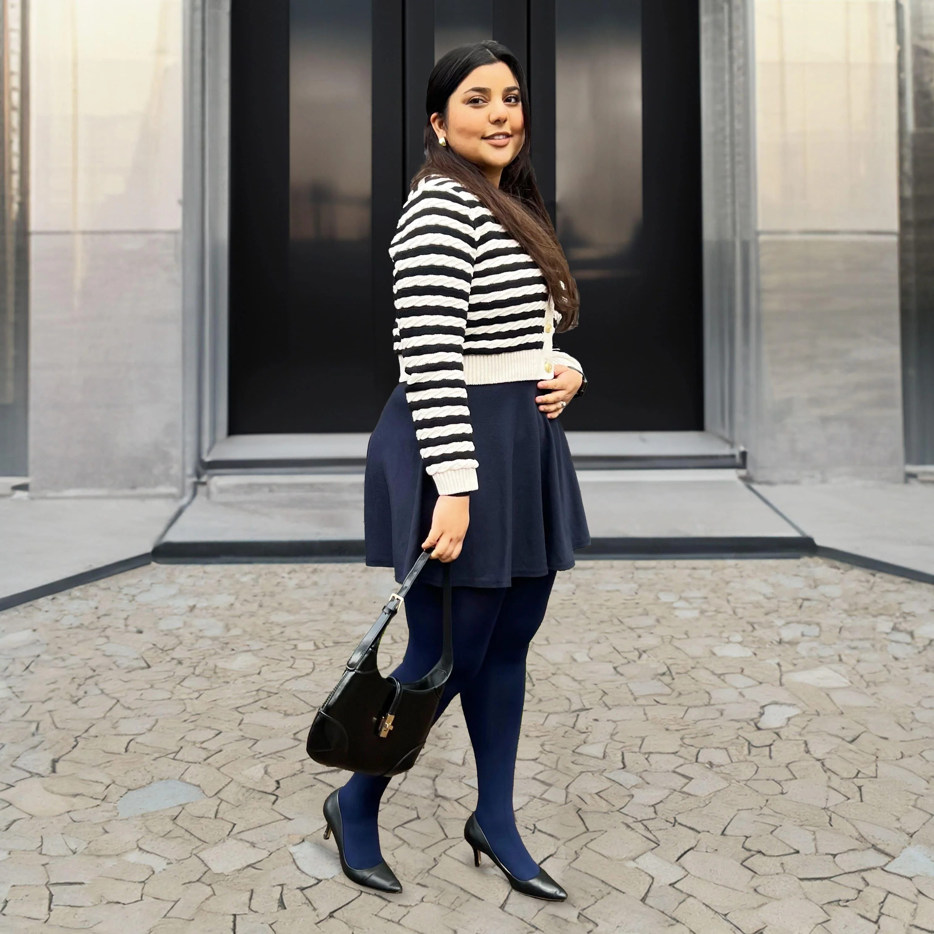 Huggy Light Compression Tights - Navy - Zenithce