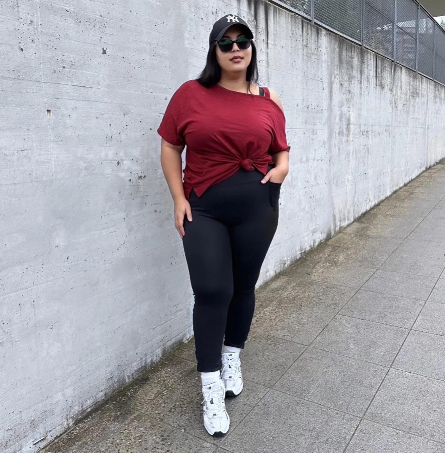 Debbie Off Shoulder Tee - Wine - Zenithce