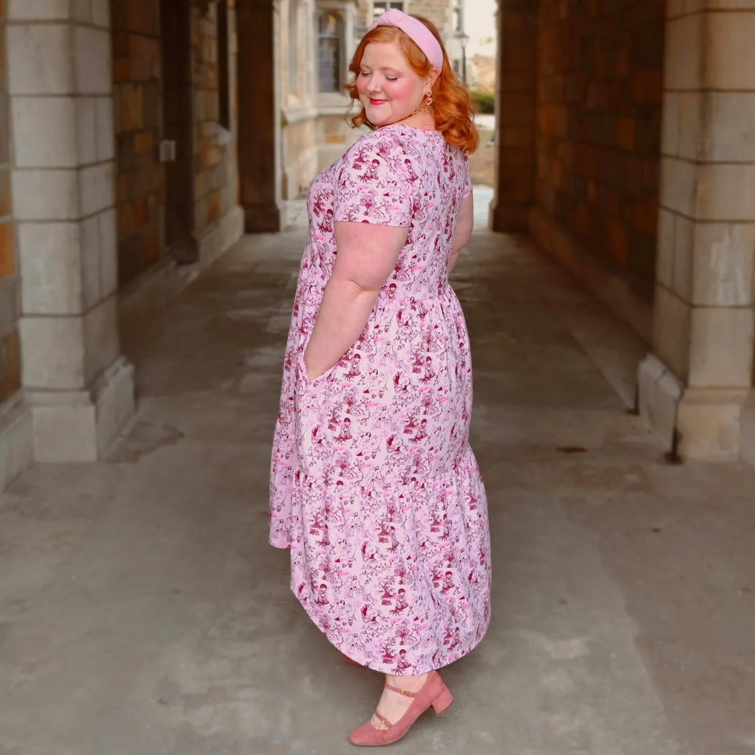 T-Shirt Tiered Dress - Passion au Jardin - L'Amour Rose - Zenithce