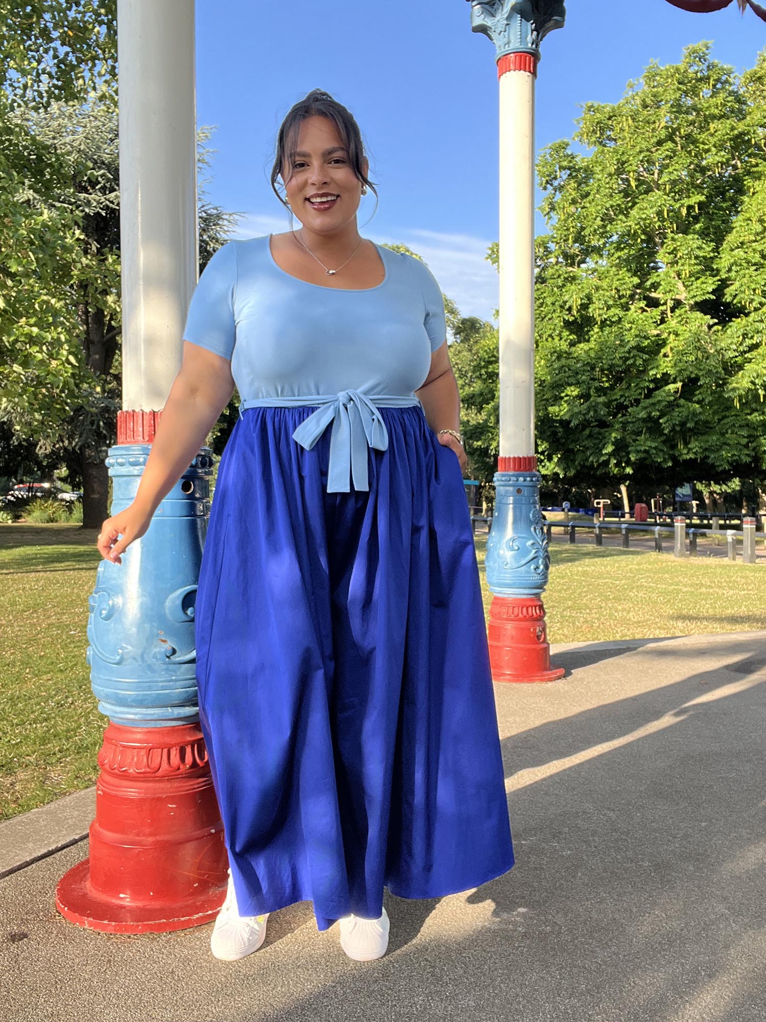 Midaxi Tee Poplin Dress - Duo Blue - Zenithce