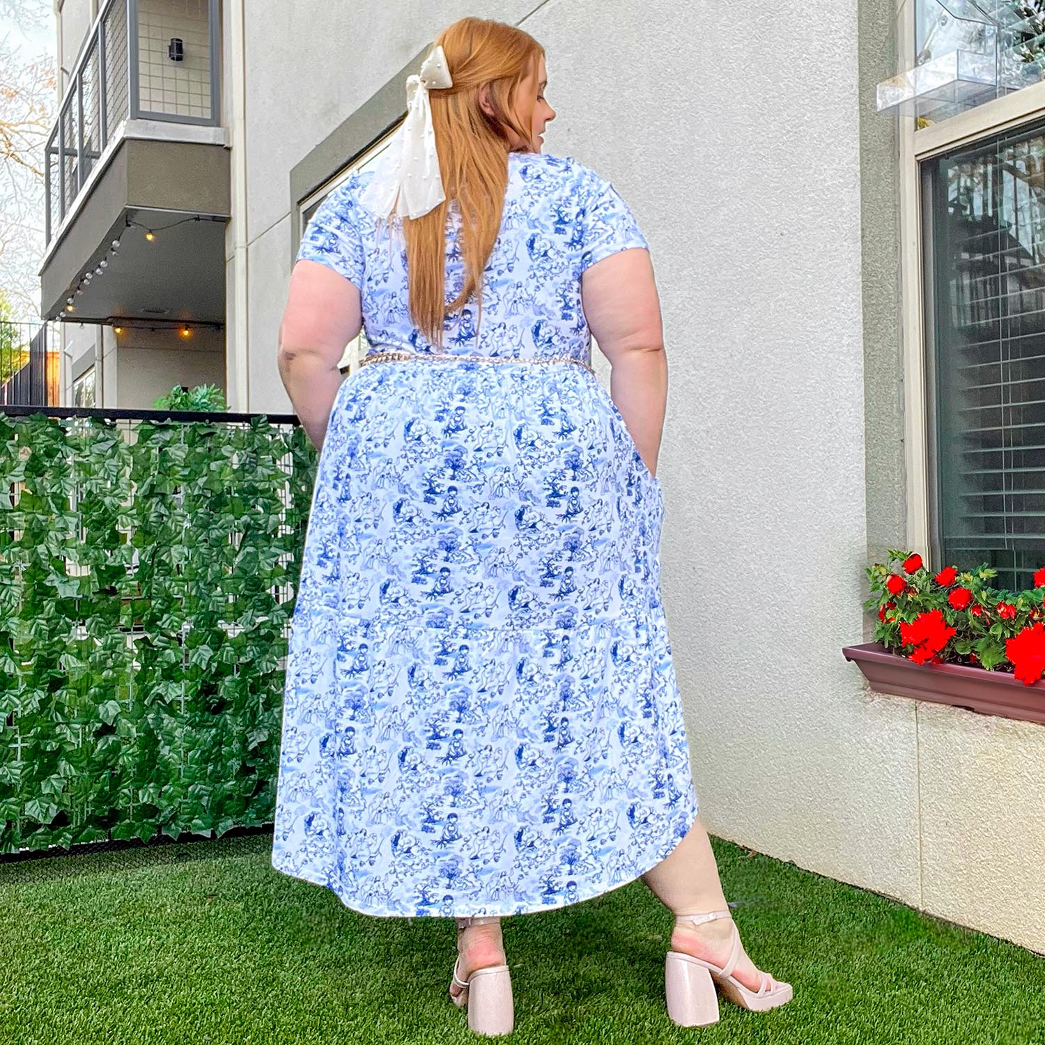 T-Shirt Tiered Dress - Passion au Jardin - L'Amour Bleu - Zenithce