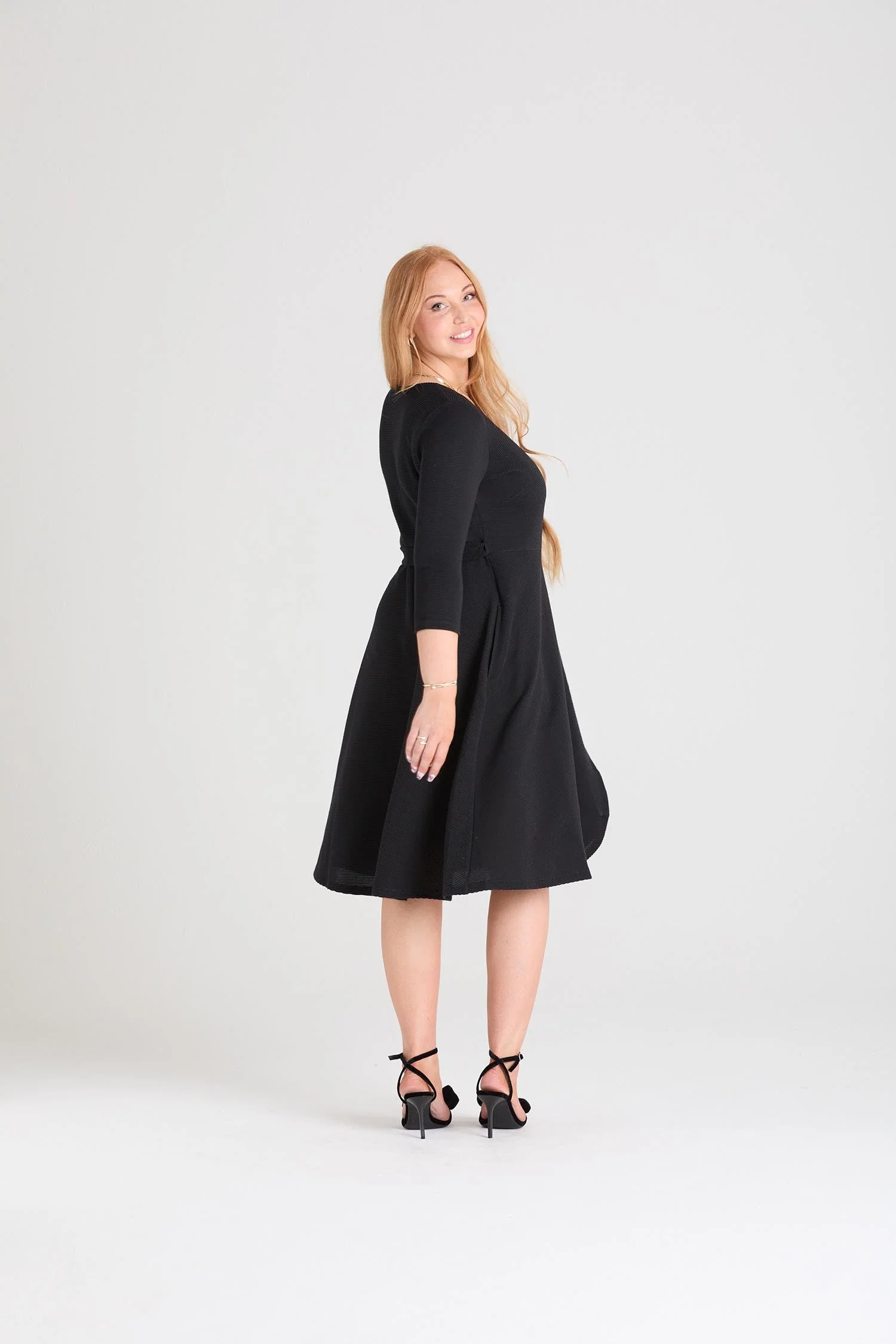 Ottoman Wrap Around Dress - Black - Zenithce