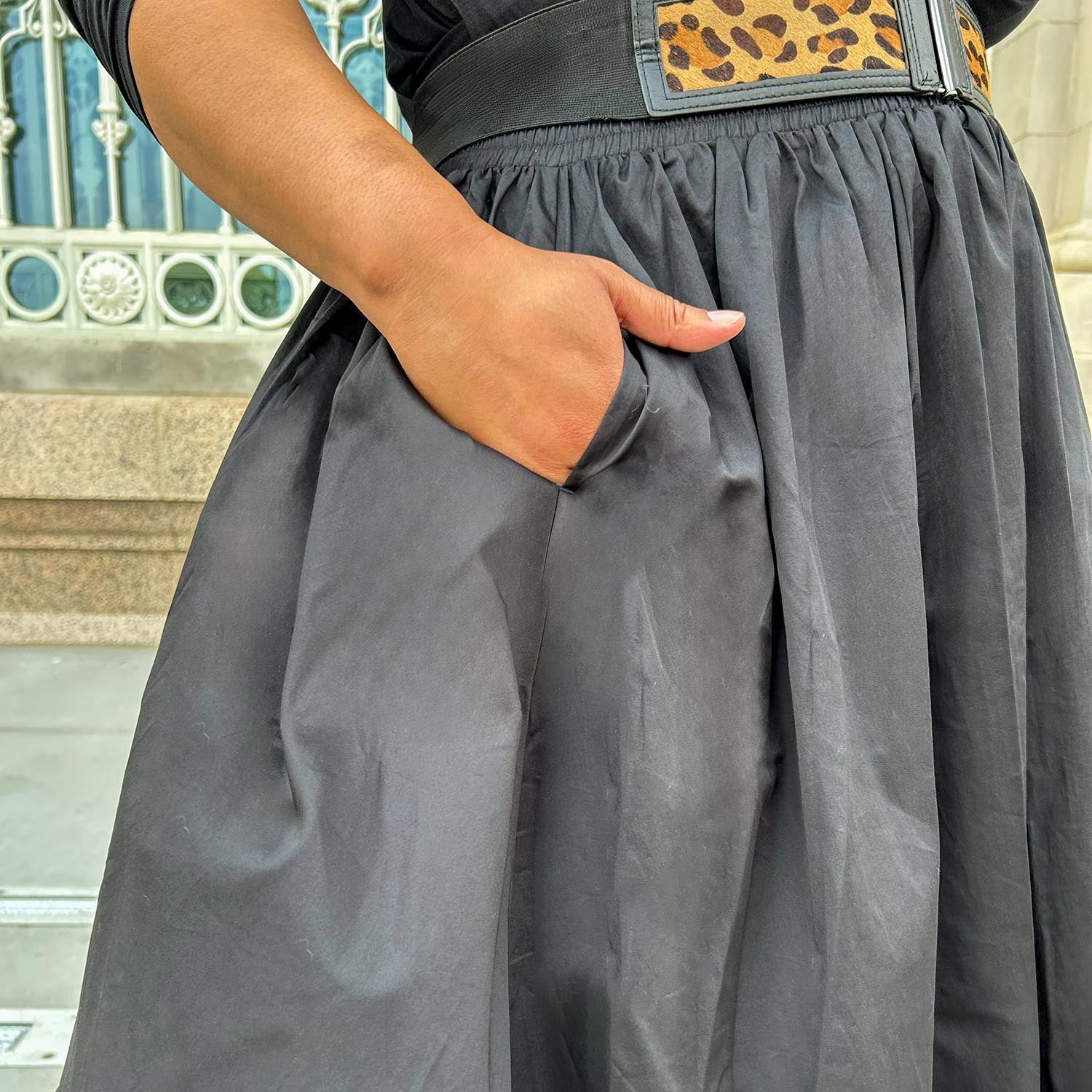 Midaxi Poplin Skirt - Black - Zenithce