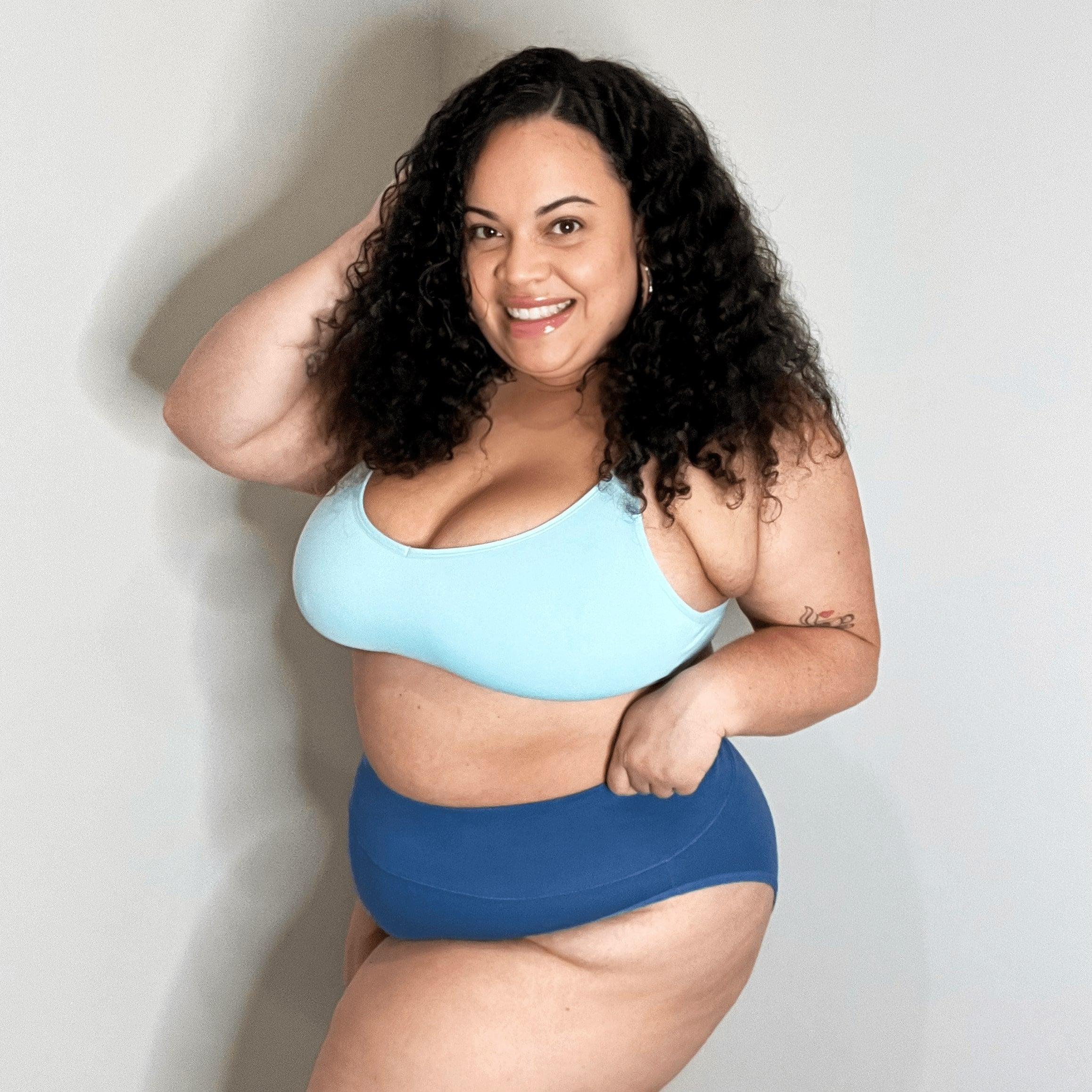 Organic Cotton Super High Leg Knickers - Denim - Zenithce