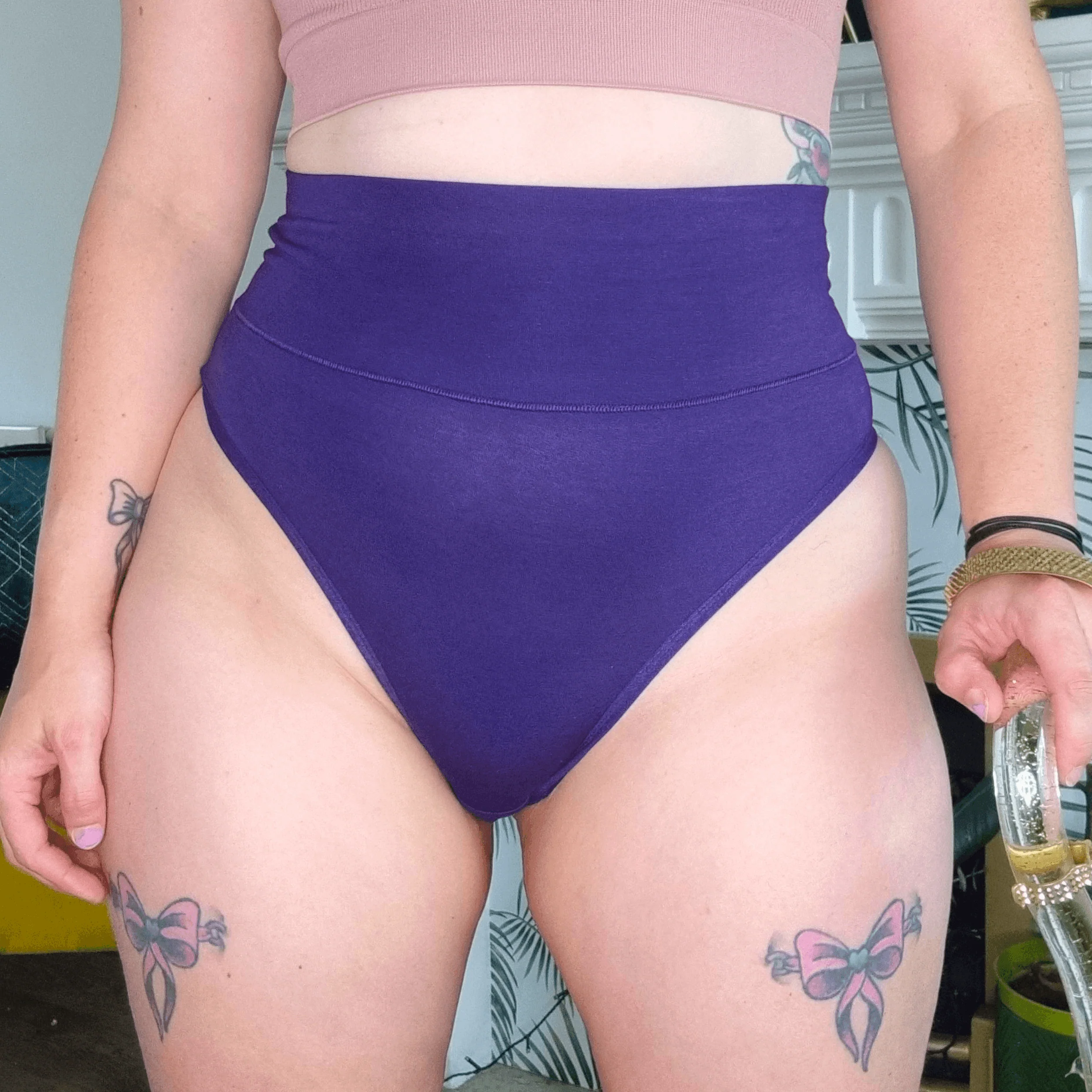 Organic Cotton Cheeky High Leg Knickers - Suffragette Purple - Zenithce