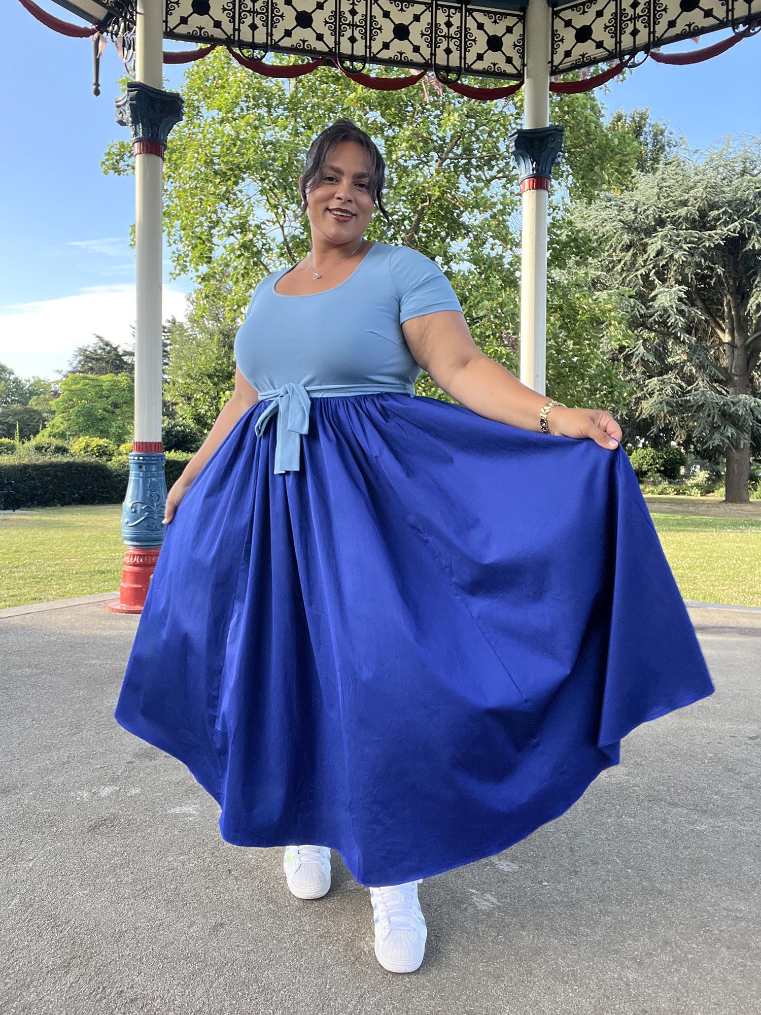 Midaxi Tee Poplin Dress - Duo Blue - Zenithce