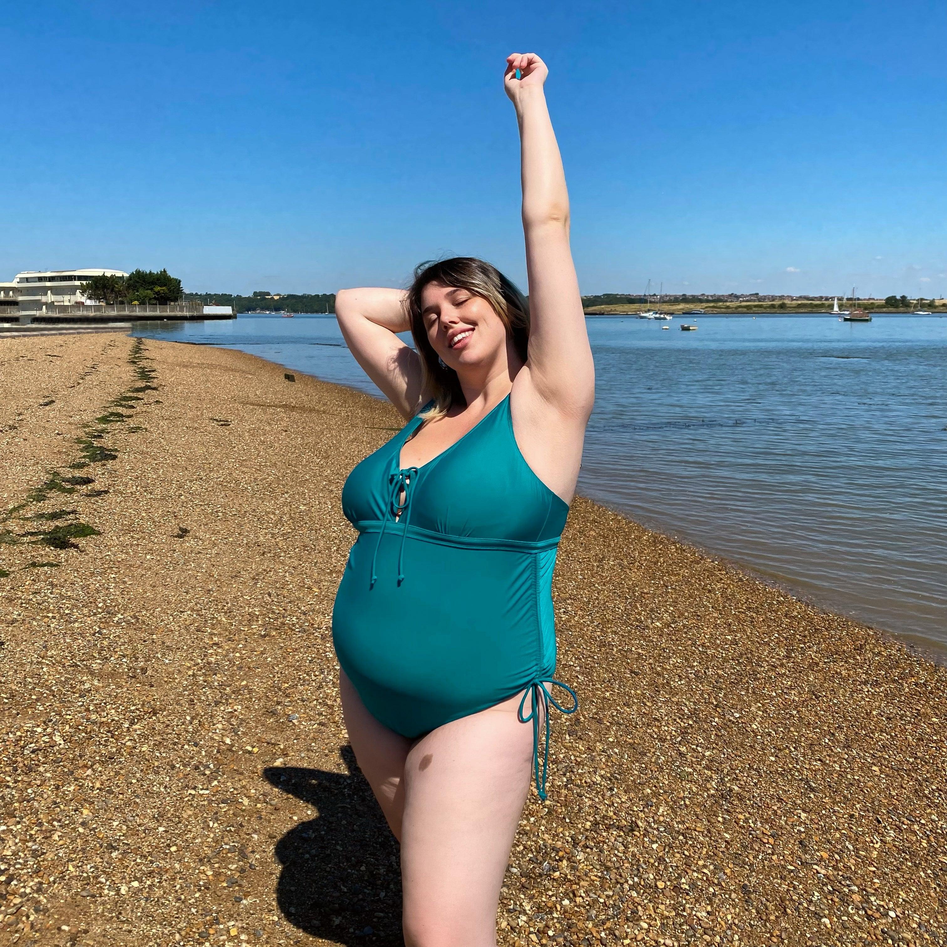 That loving feel'in Maternity Swimsuit - Teal - Zenithce