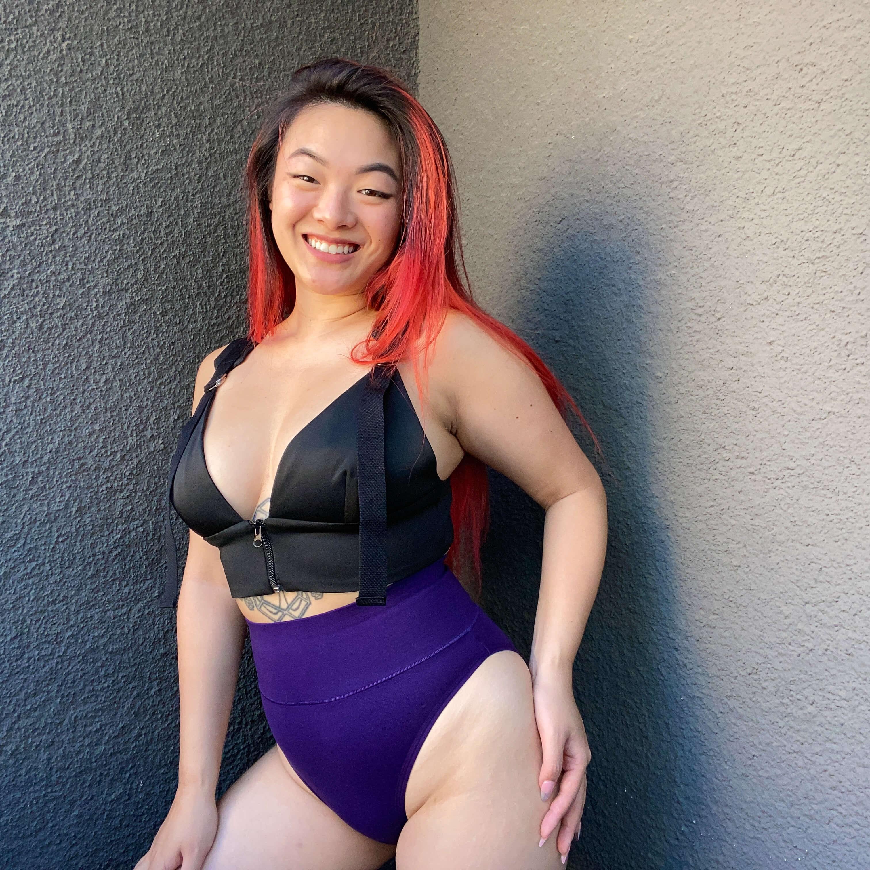 Organic Cotton Super High Leg Knickers - Suffragette Purple - Zenithce