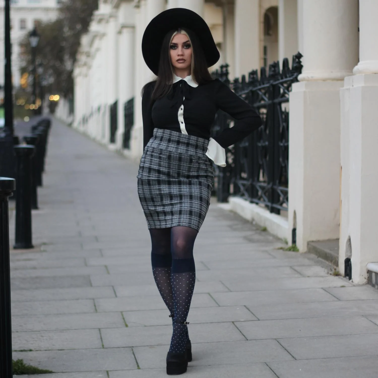 Seoul Chic Faux Sock Tights - Navy - Zenithce