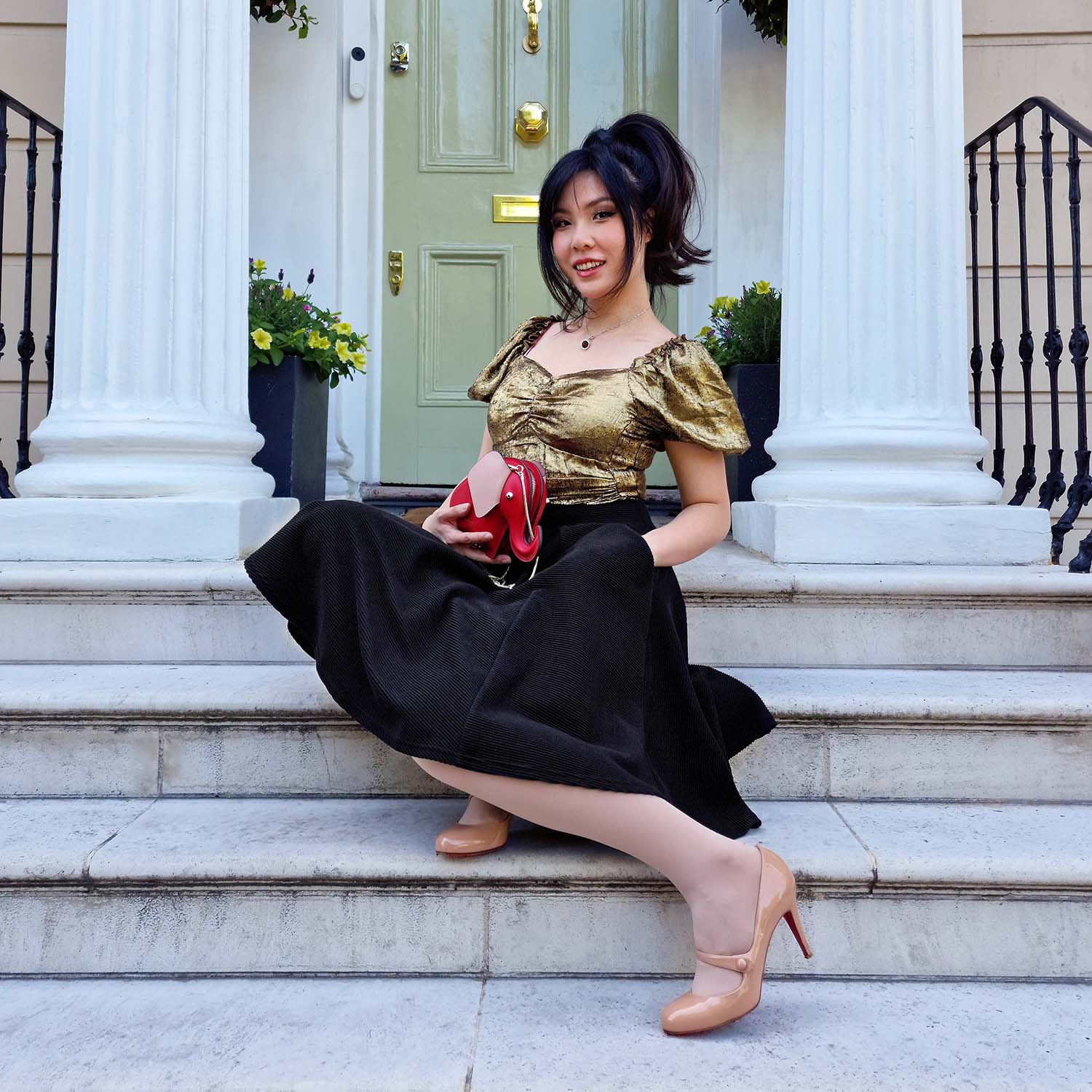 Ottoman Flare Skirt - Black - Zenithce