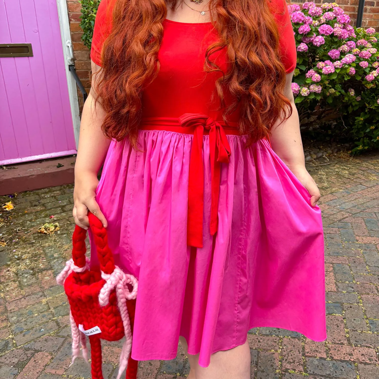 Poplin Tee Dress - Sangria/Pink Lady - Zenithce