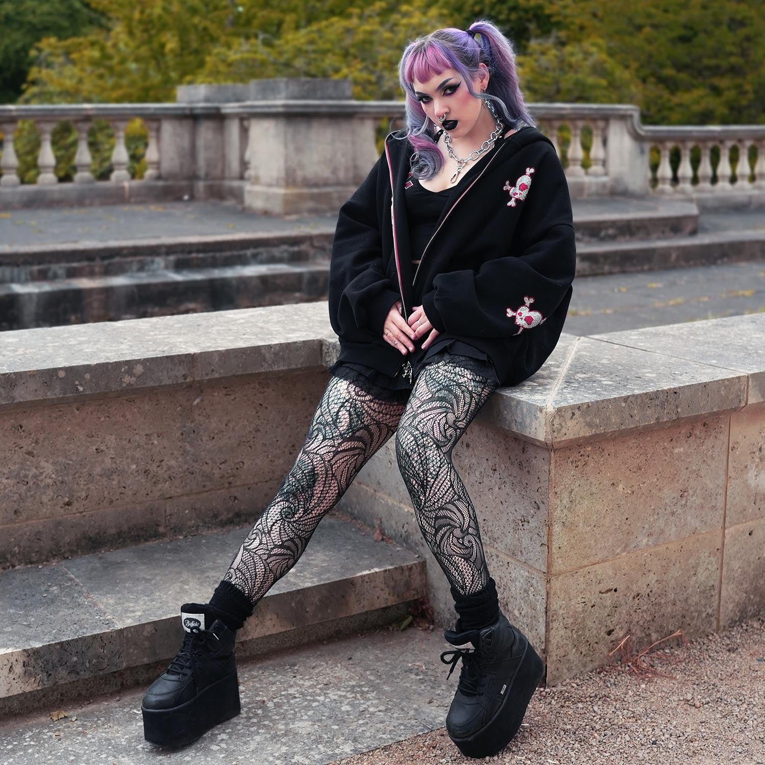 Thighs The Limit Fishnets - Timewarp - Black - Zenithce