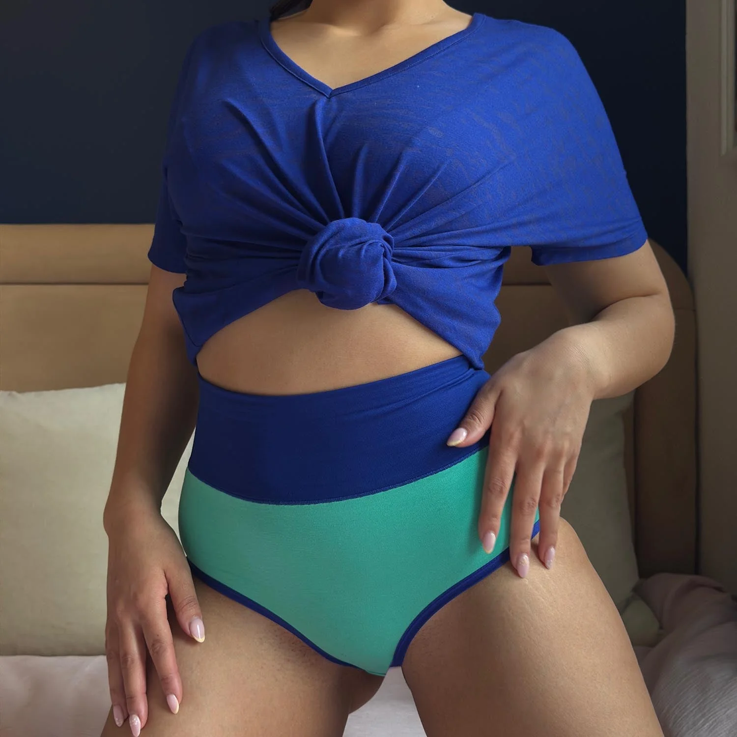 Organic Cotton Full Brief Duo Knickers - Mint & Arabesque - Zenithce