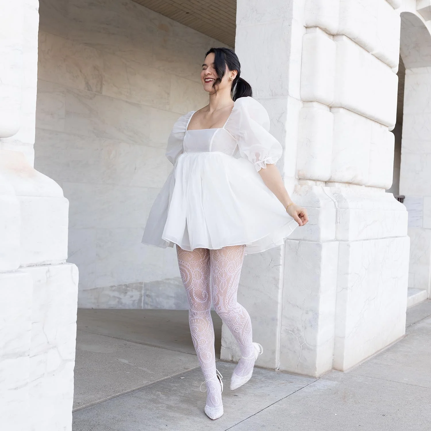 Botanical Fishnets - White - Zenithce