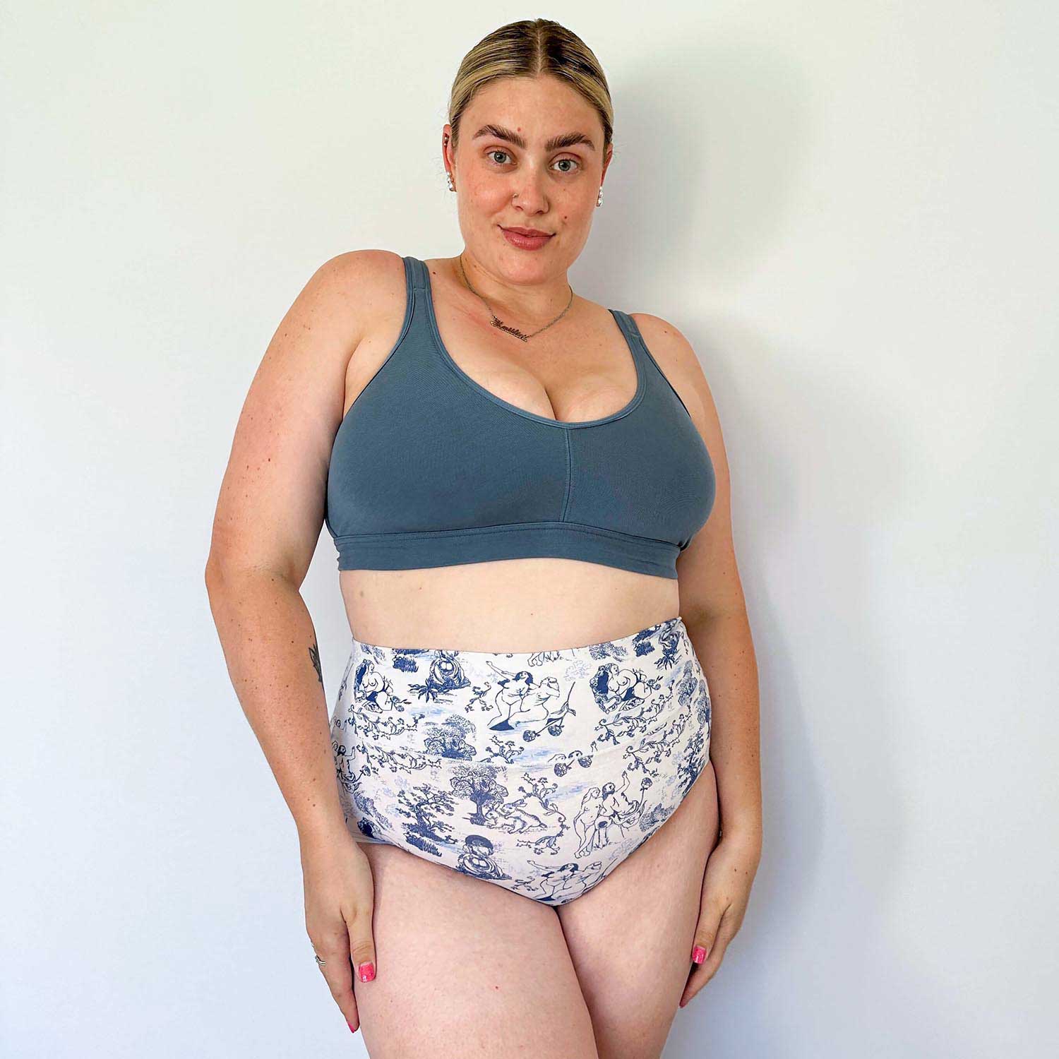 Organic Cotton Full Brief Knickers - Passion au Jardin - L'Amour Bleu - Zenithce