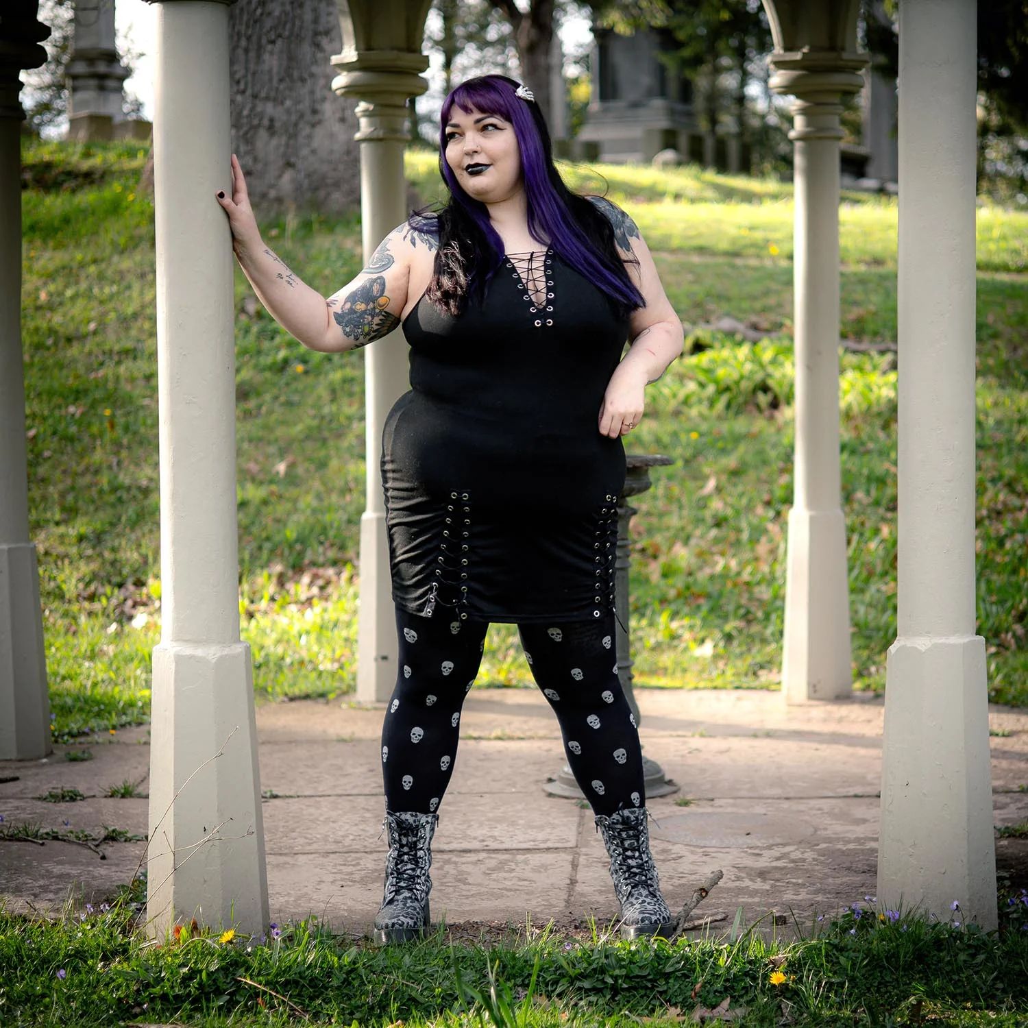 Pattern Tights - Sparkle Skulls - Zenithce