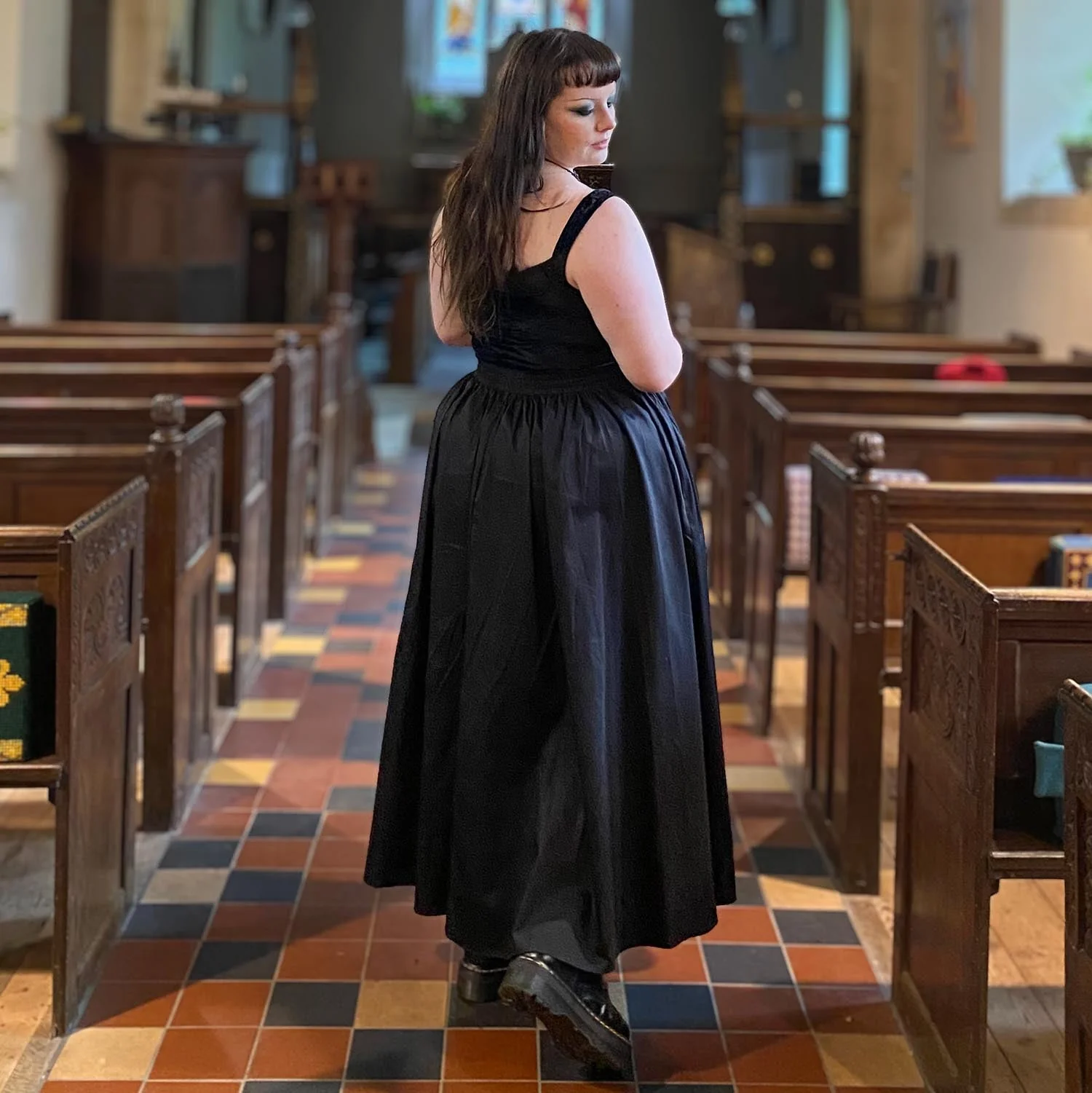 Midaxi Poplin Skirt - Black - Zenithce