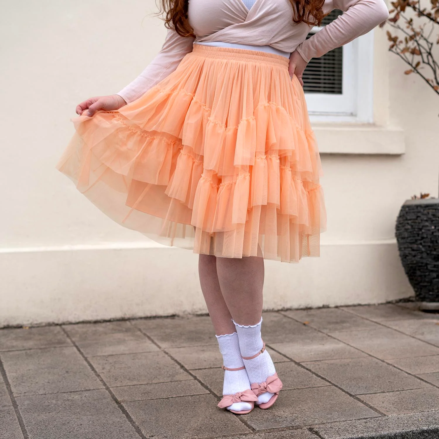 Mesh Skirt - Peach Mousse - Zenithce