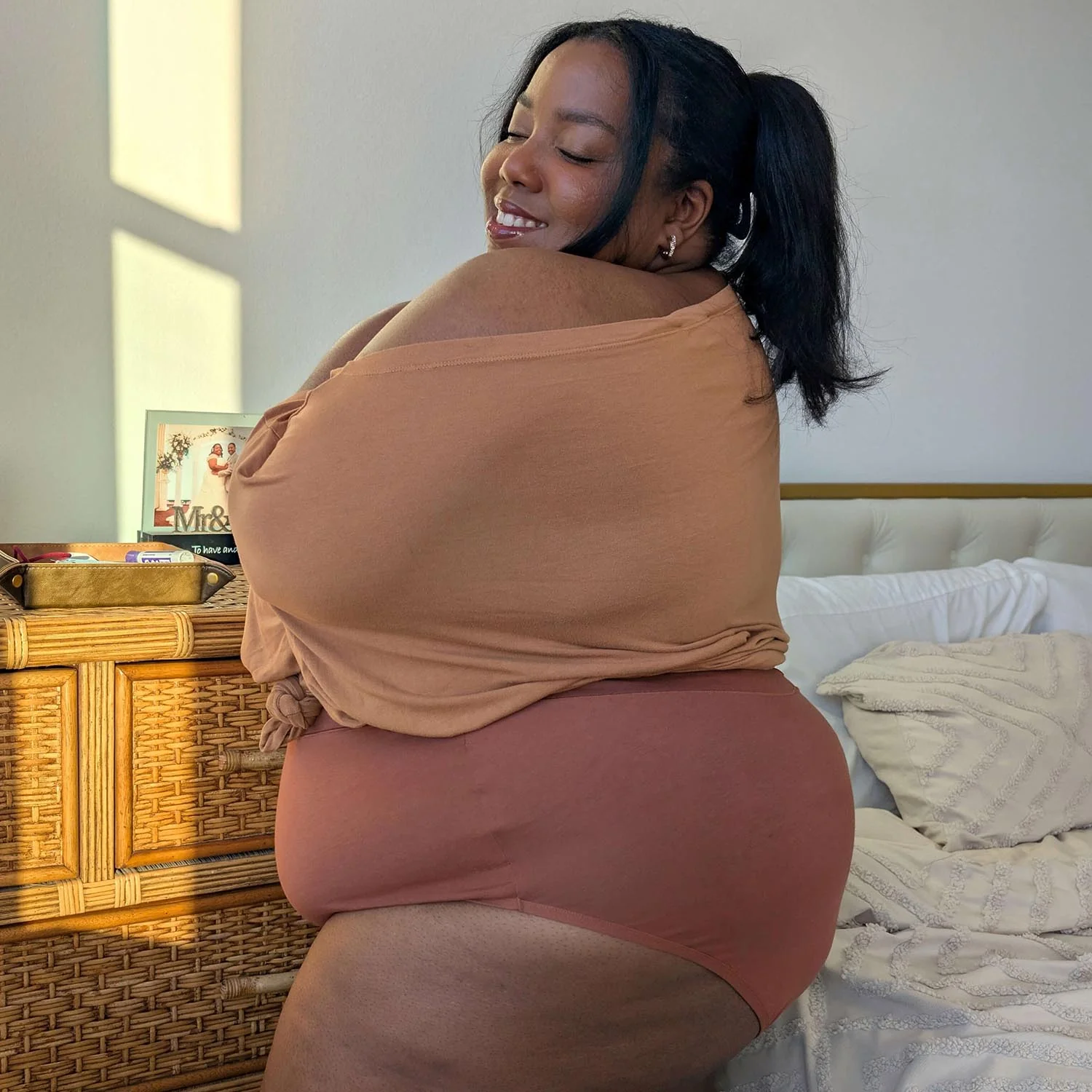 Organic Cotton Super High Waist Knickers - Root Beer - Zenithce