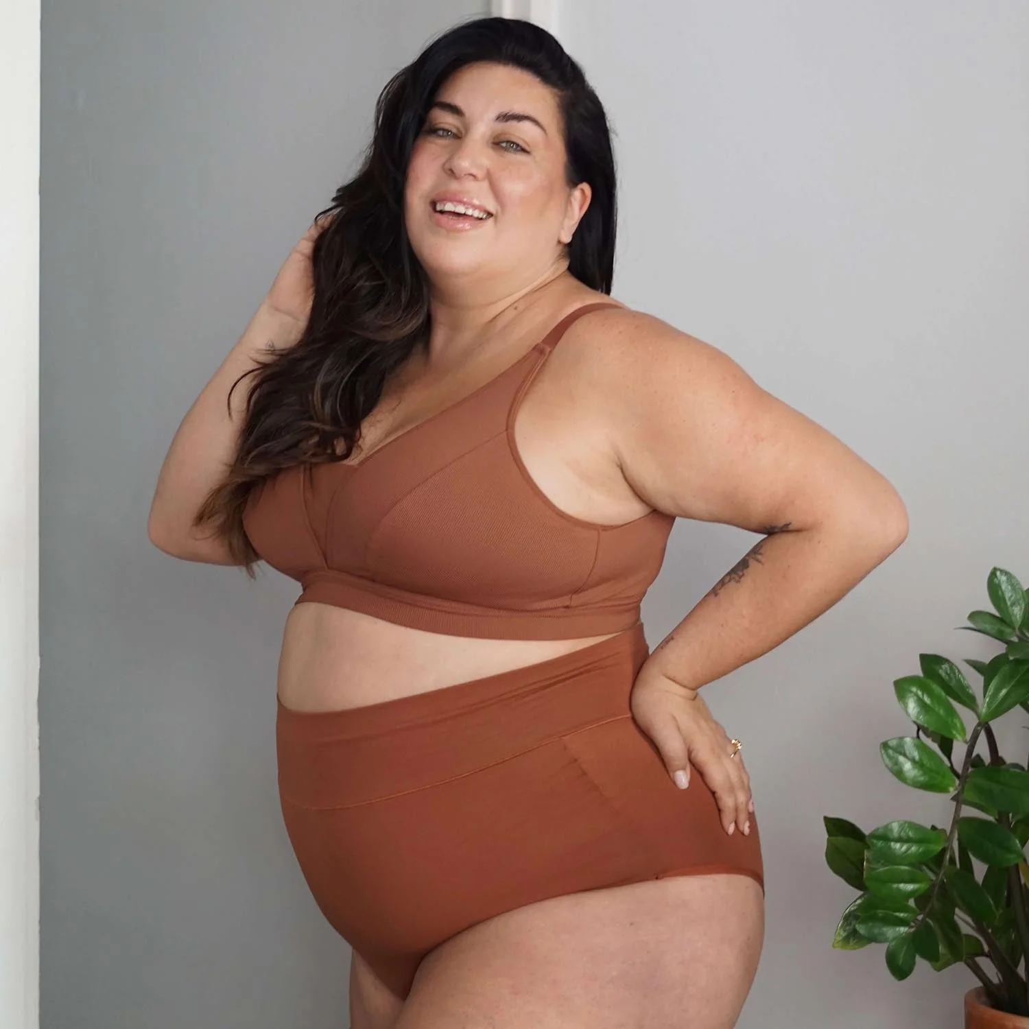 Organic Cotton Super High Waist Knickers - Root Beer - Zenithce