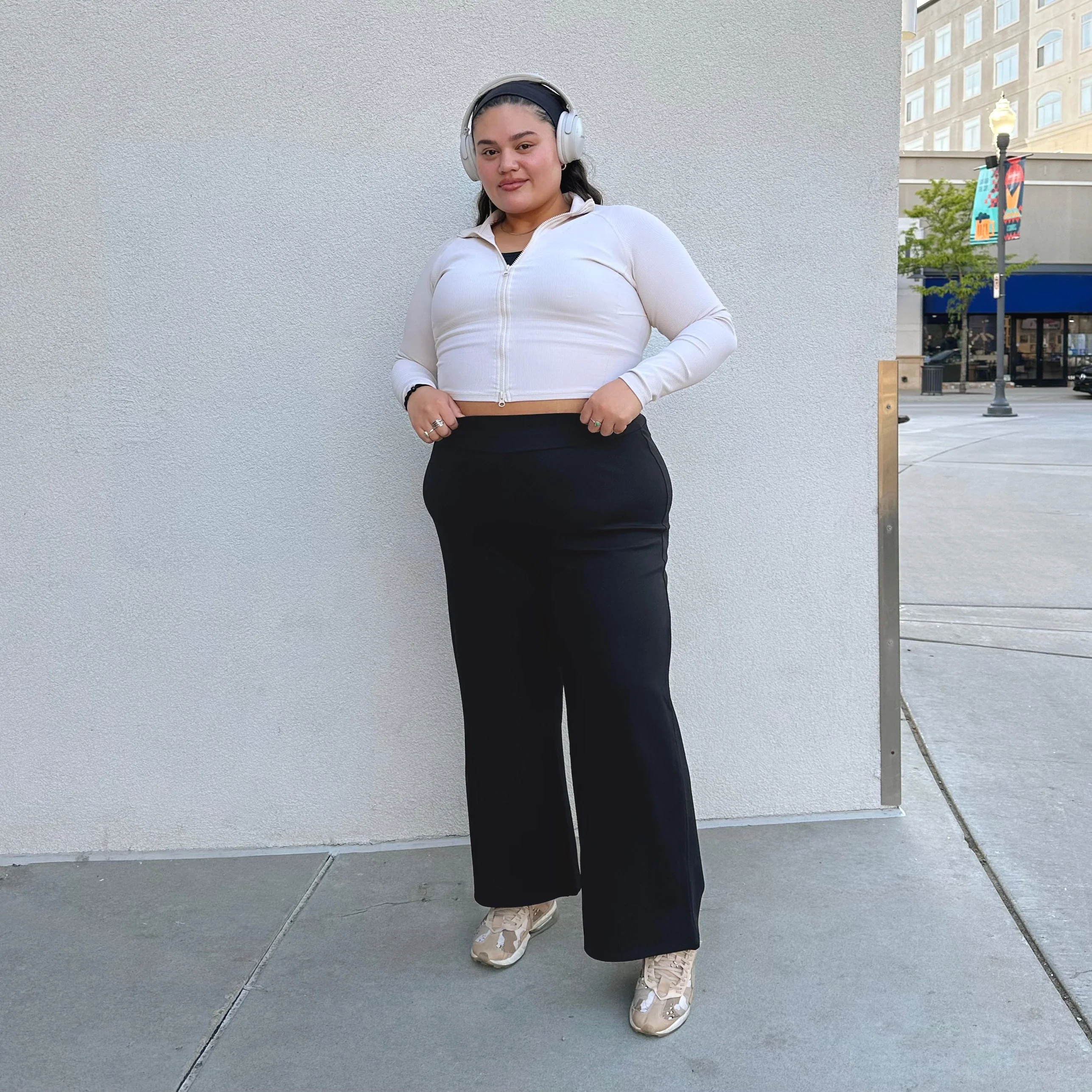 Squat-Proof Wide Leg Leggings - Black - Zenithce