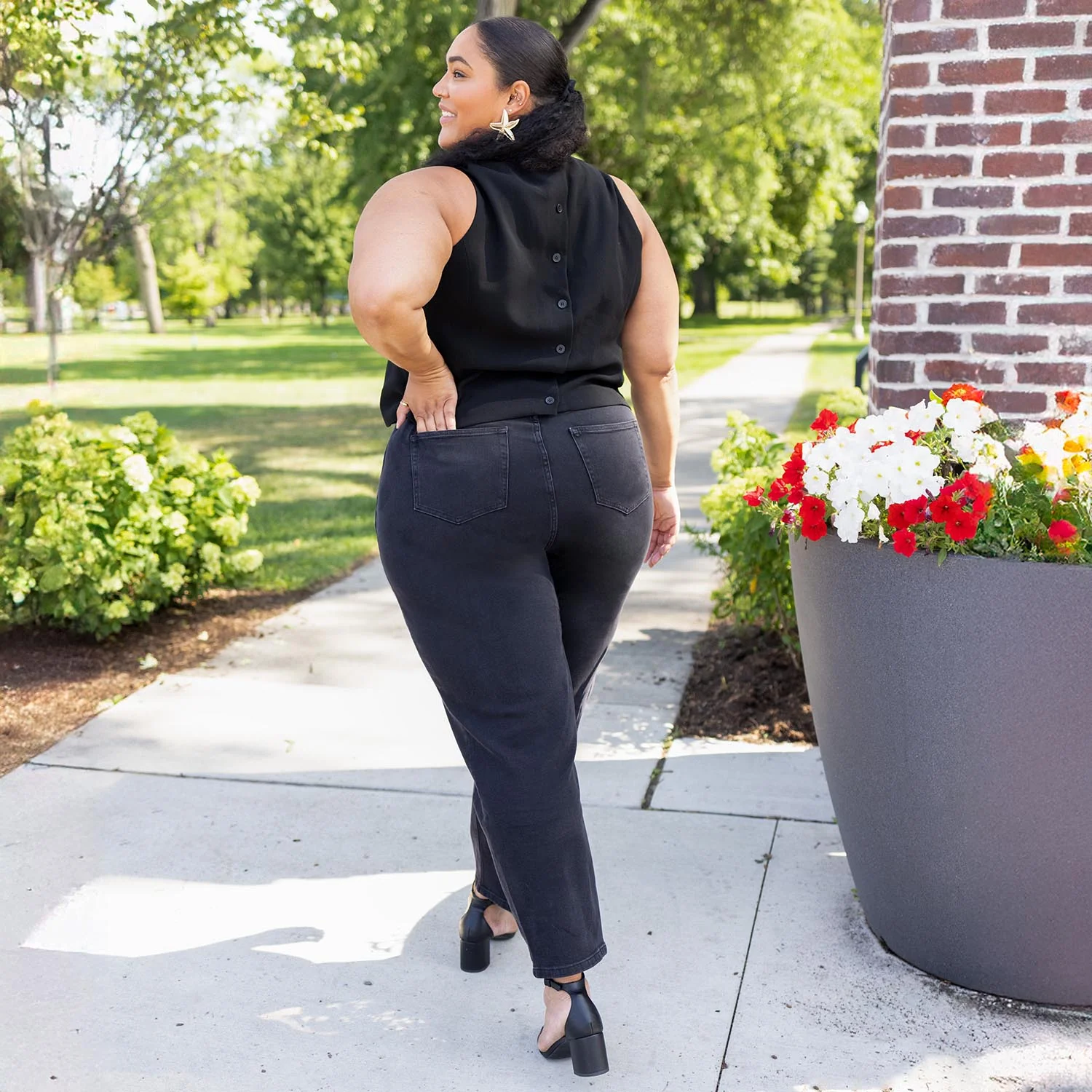 Organic Mom Jeans - Black Sea - Zenithce