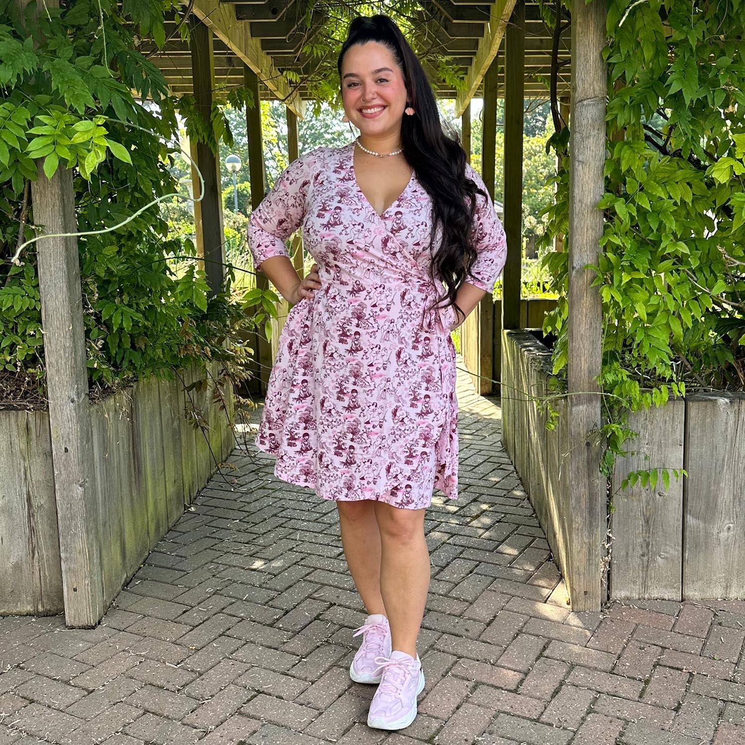 Mini Wrap Dress - Passion au Jardin - L'Amour Rose - Zenithce