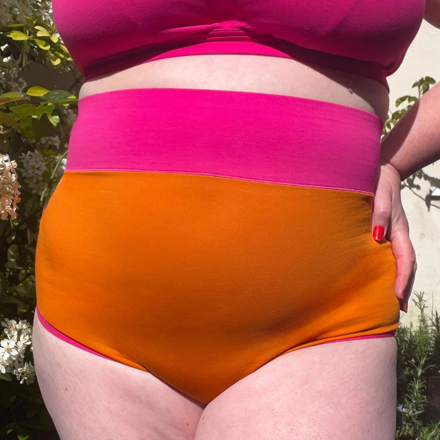 Organic Cotton Super High Waist Duo Knickers - Papaya & Barbara - Zenithce