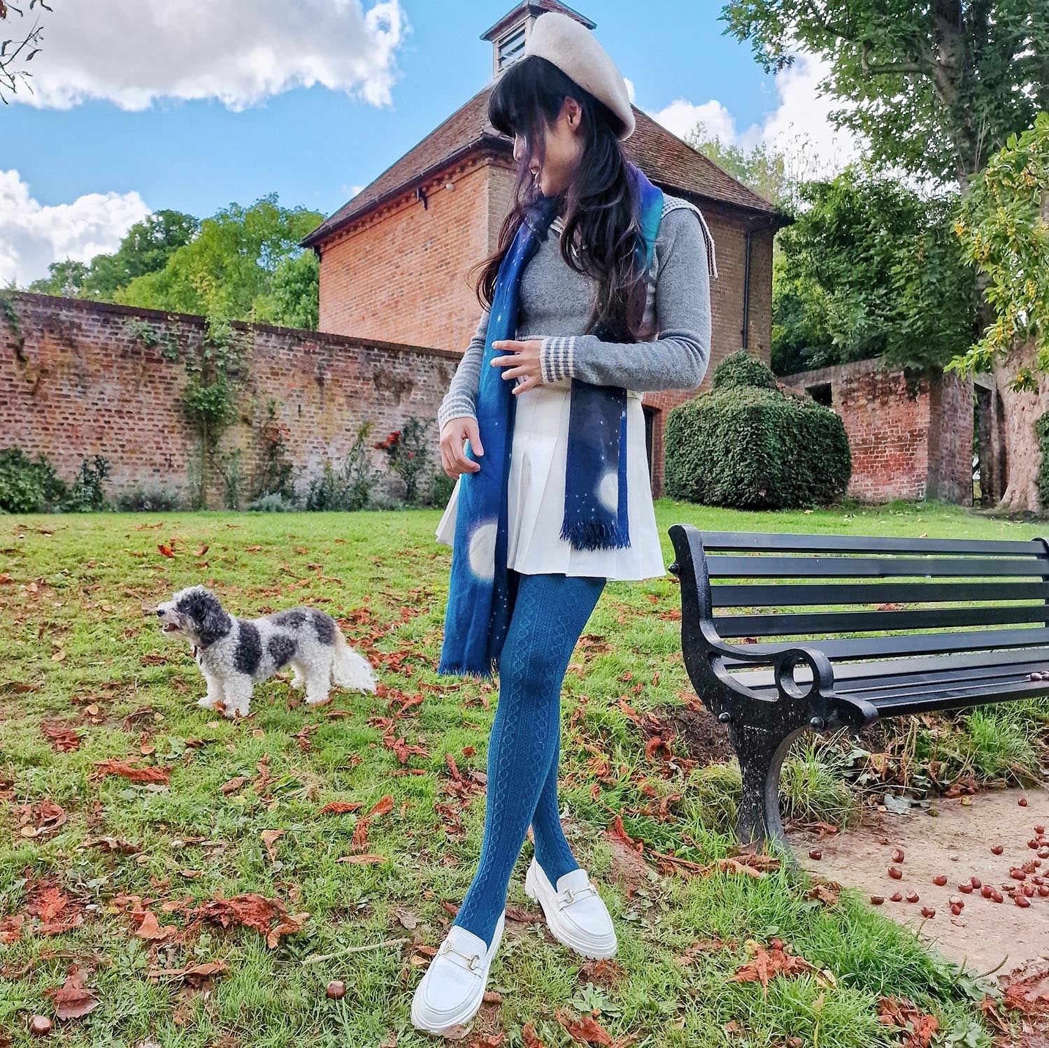 Grannies Cable Knit Wool Tights V2 - Bone China - Zenithce