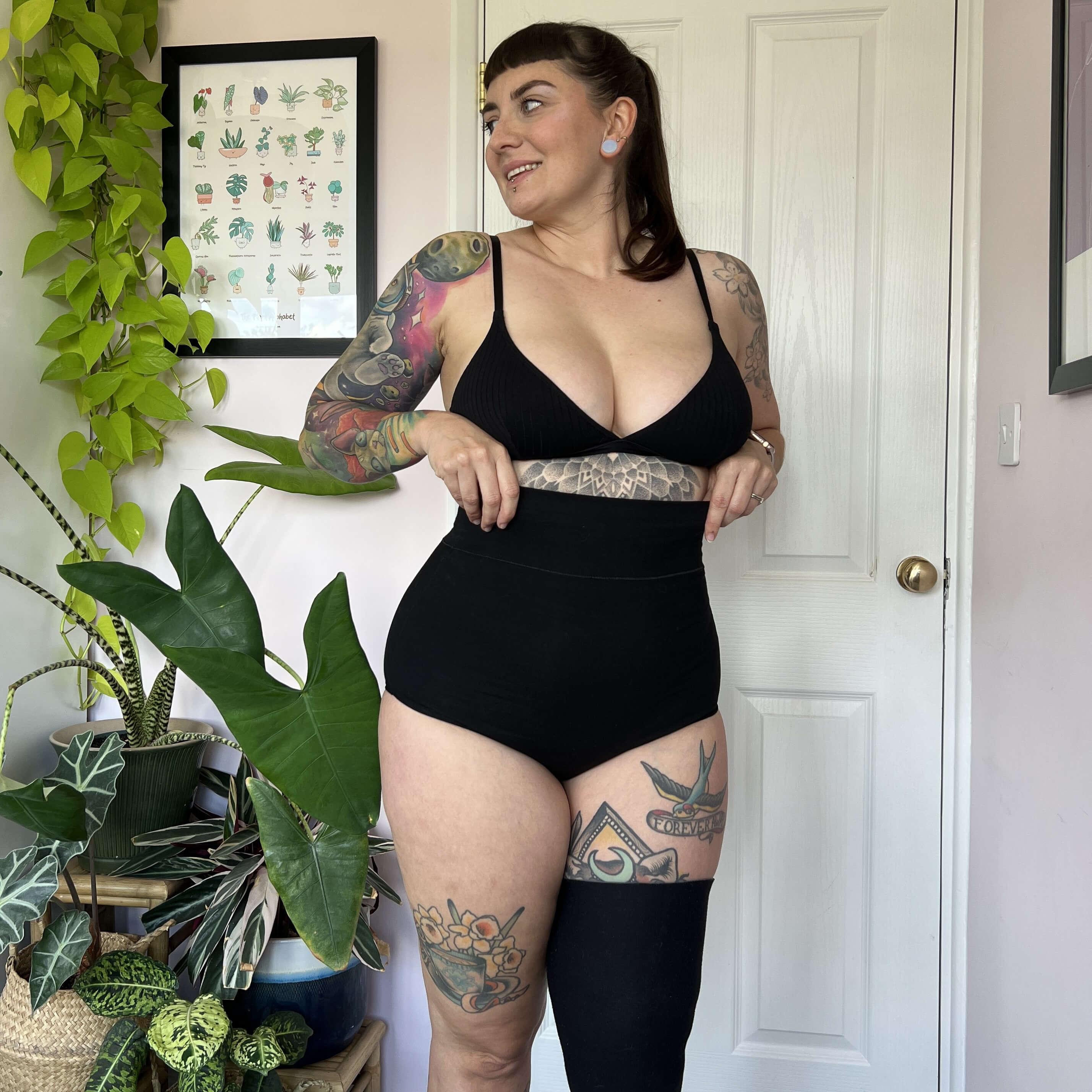 Organic Cotton Super High Waist Knickers - Black - Zenithce