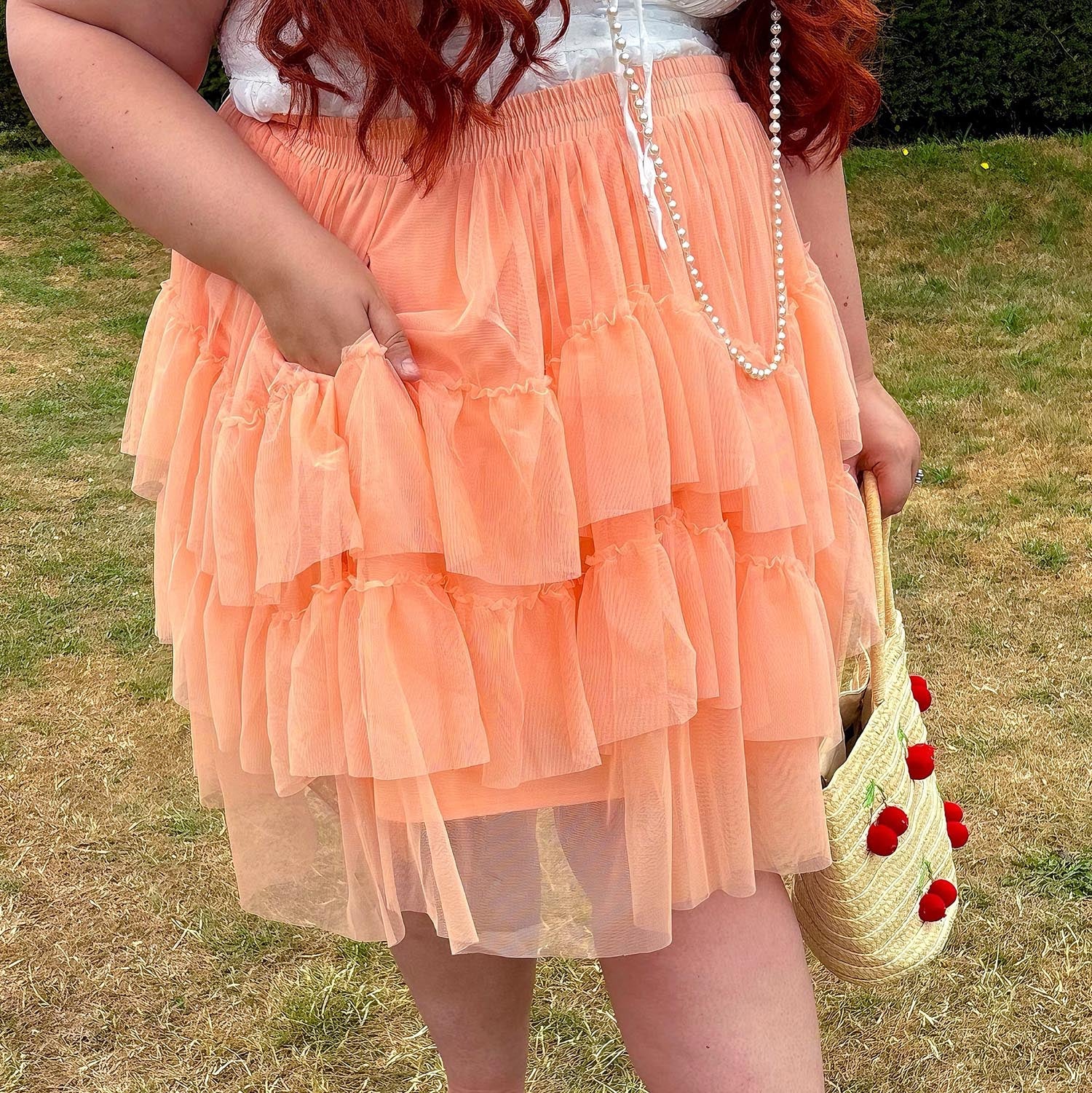 Mesh Skirt - Peach Mousse - Zenithce