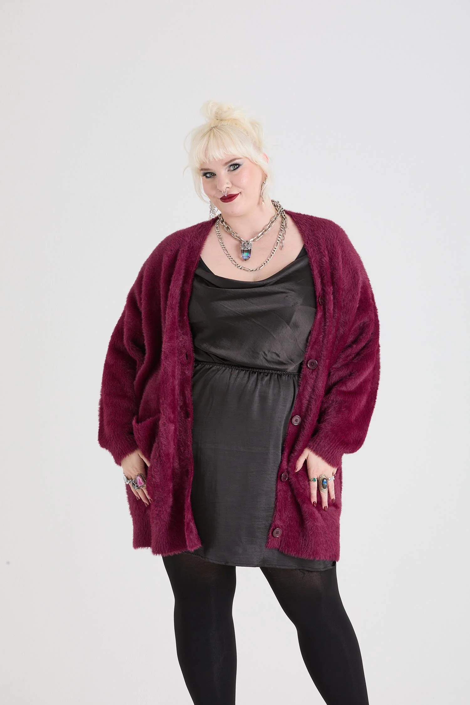 Fluffy Cardigan - Cherry - Zenithce