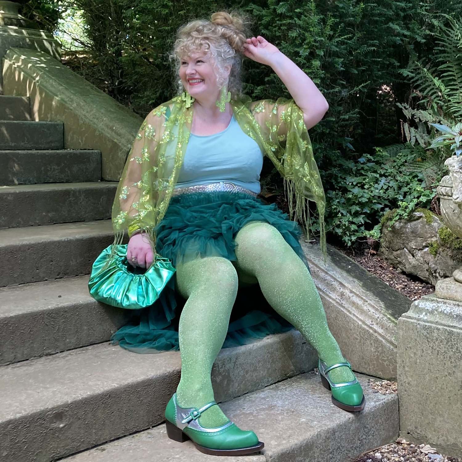 Lux Sparkle Tights - Peas - Zenithce