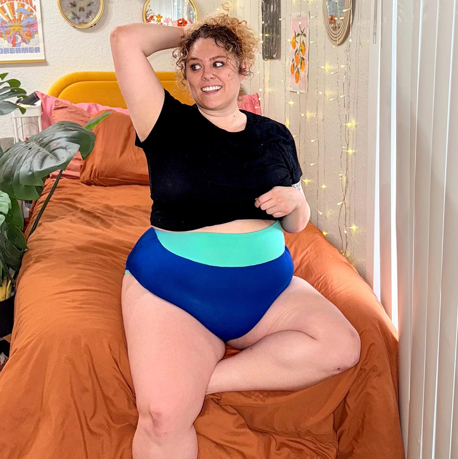 Organic Cotton Super High Waist Duo Knickers - Arabesque & Mint - Zenithce