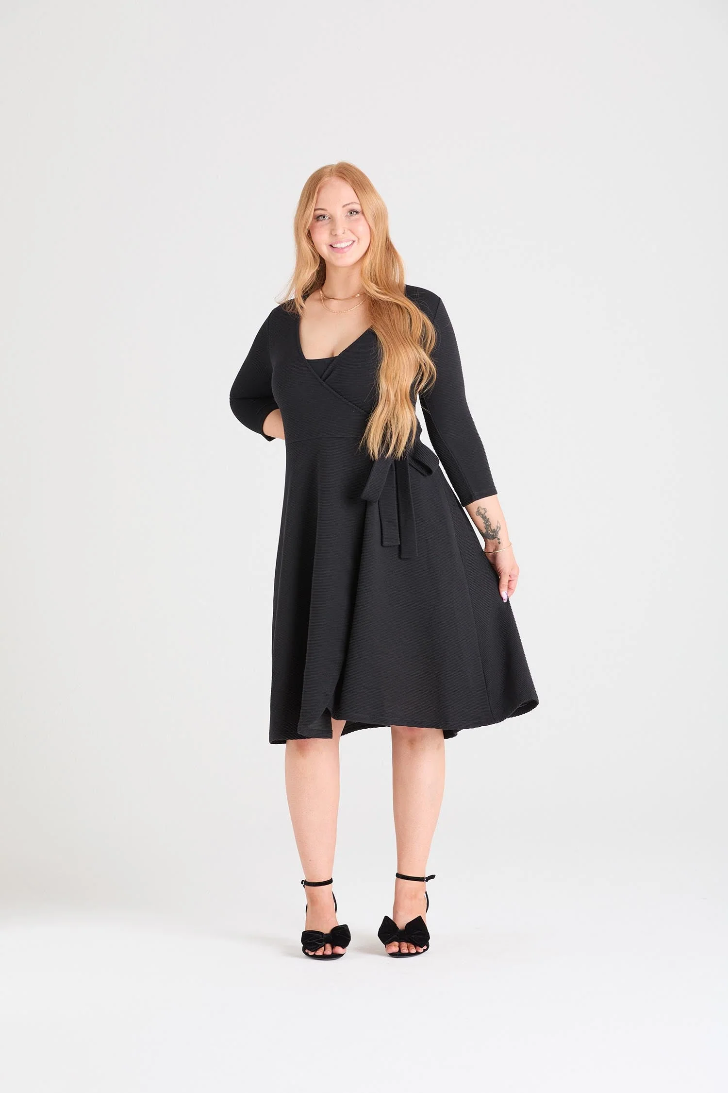 Ottoman Wrap Around Dress - Black - Zenithce