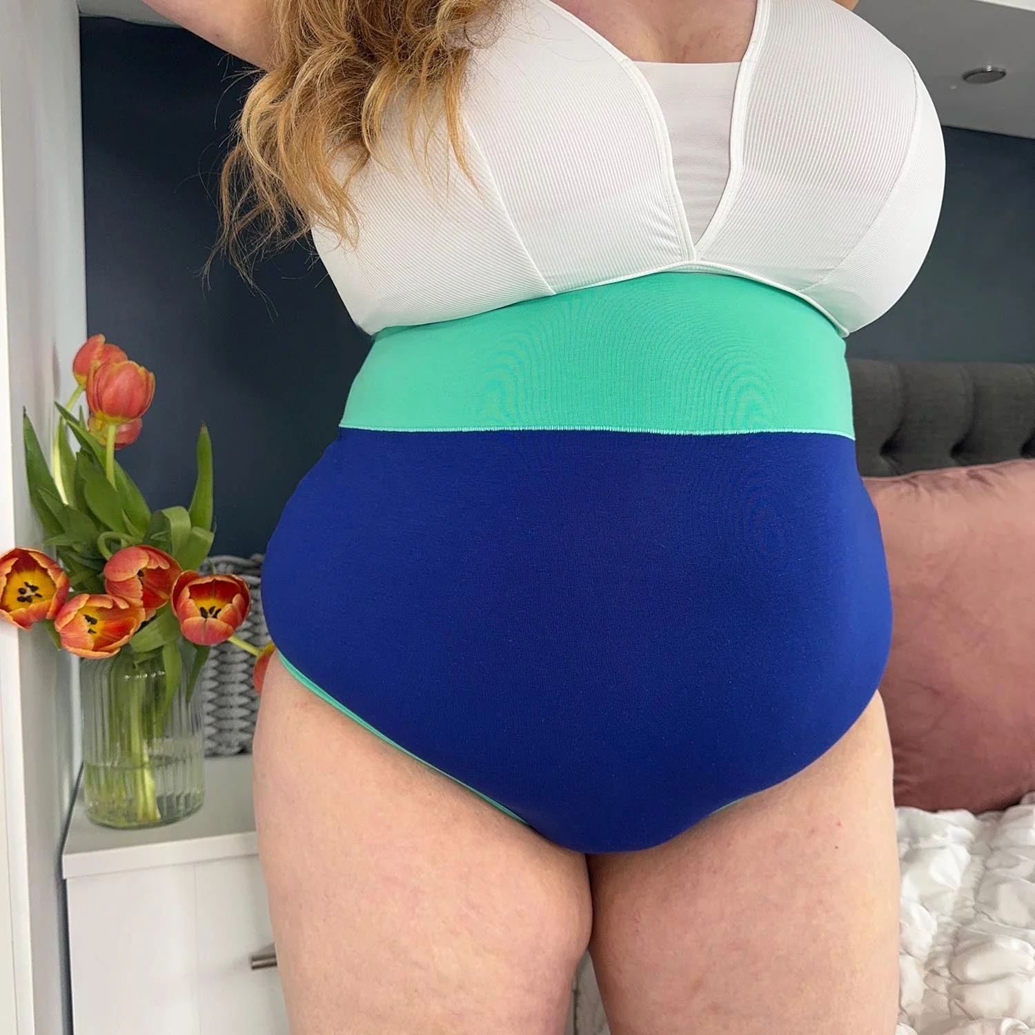 Organic Cotton Super High Waist Duo Knickers - Arabesque & Mint - Zenithce