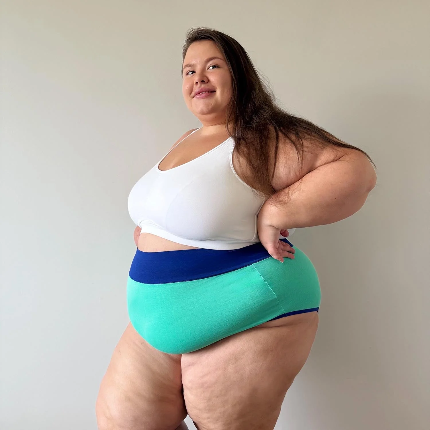 Organic Cotton Super High Waist Duo Knickers - Mint & Arabesque - Zenithce