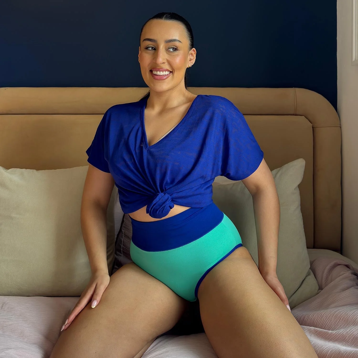 Organic Cotton Full Brief Duo Knickers - Mint & Arabesque - Zenithce