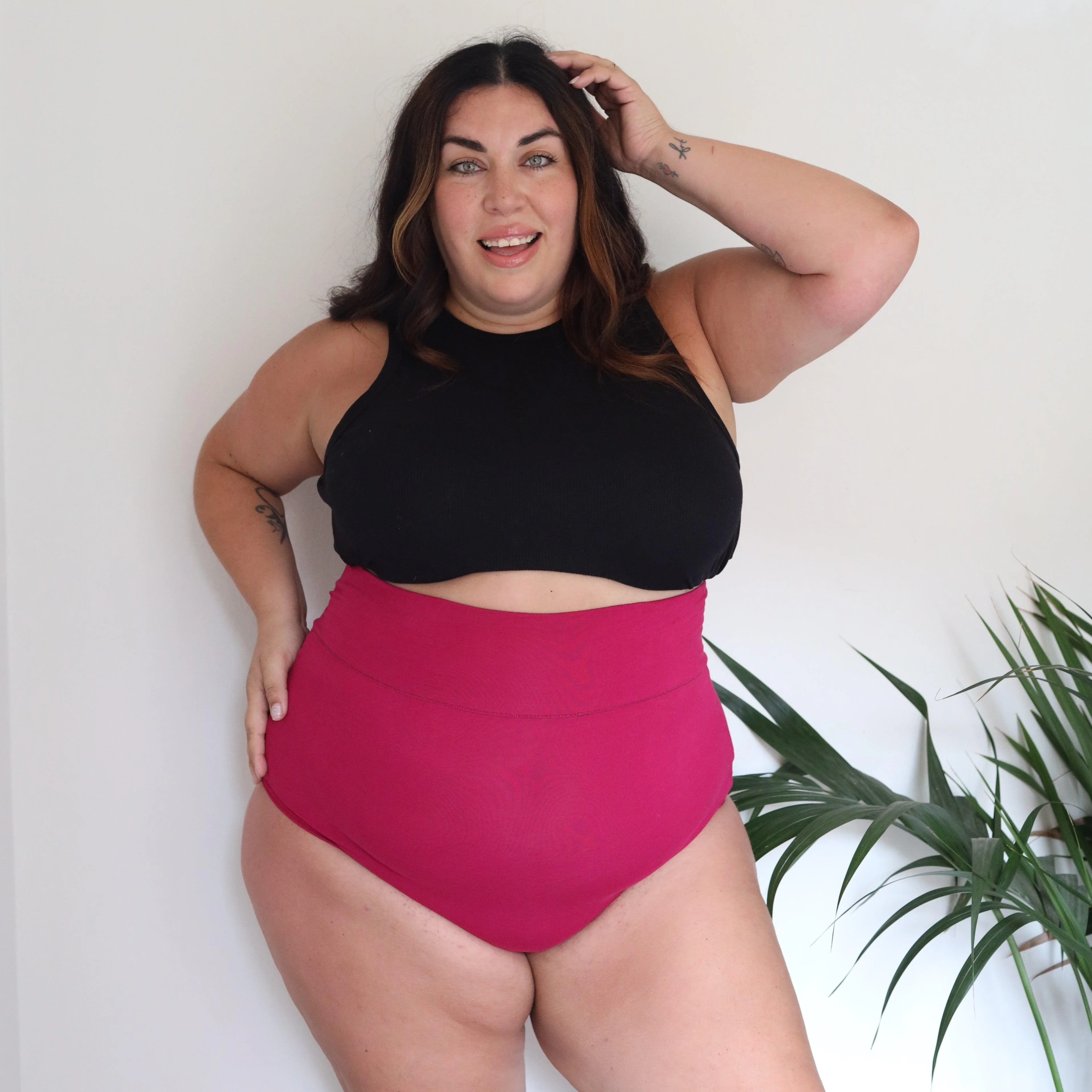 Organic Cotton Super High Waist Knickers - Raspberry Pie - Zenithce