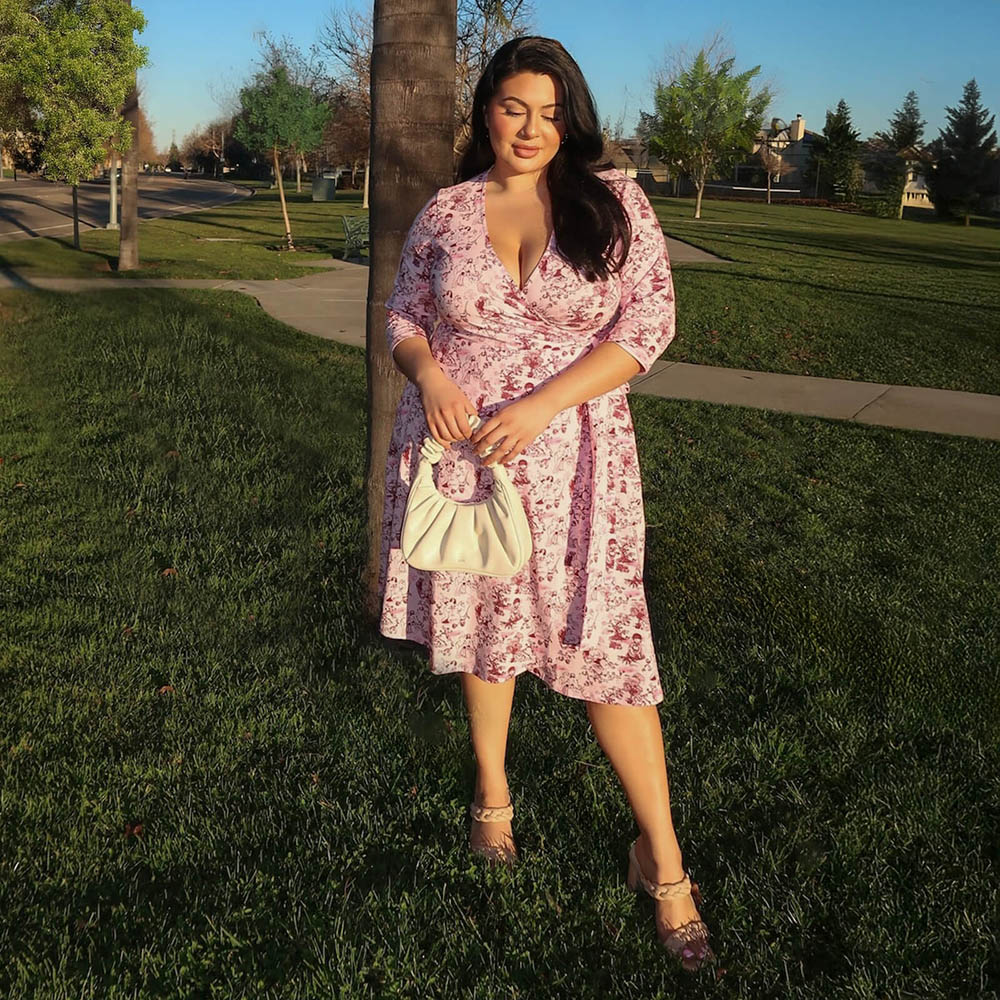 Wrap Dress - Passion au Jardin - L'Amour Rose - Zenithce