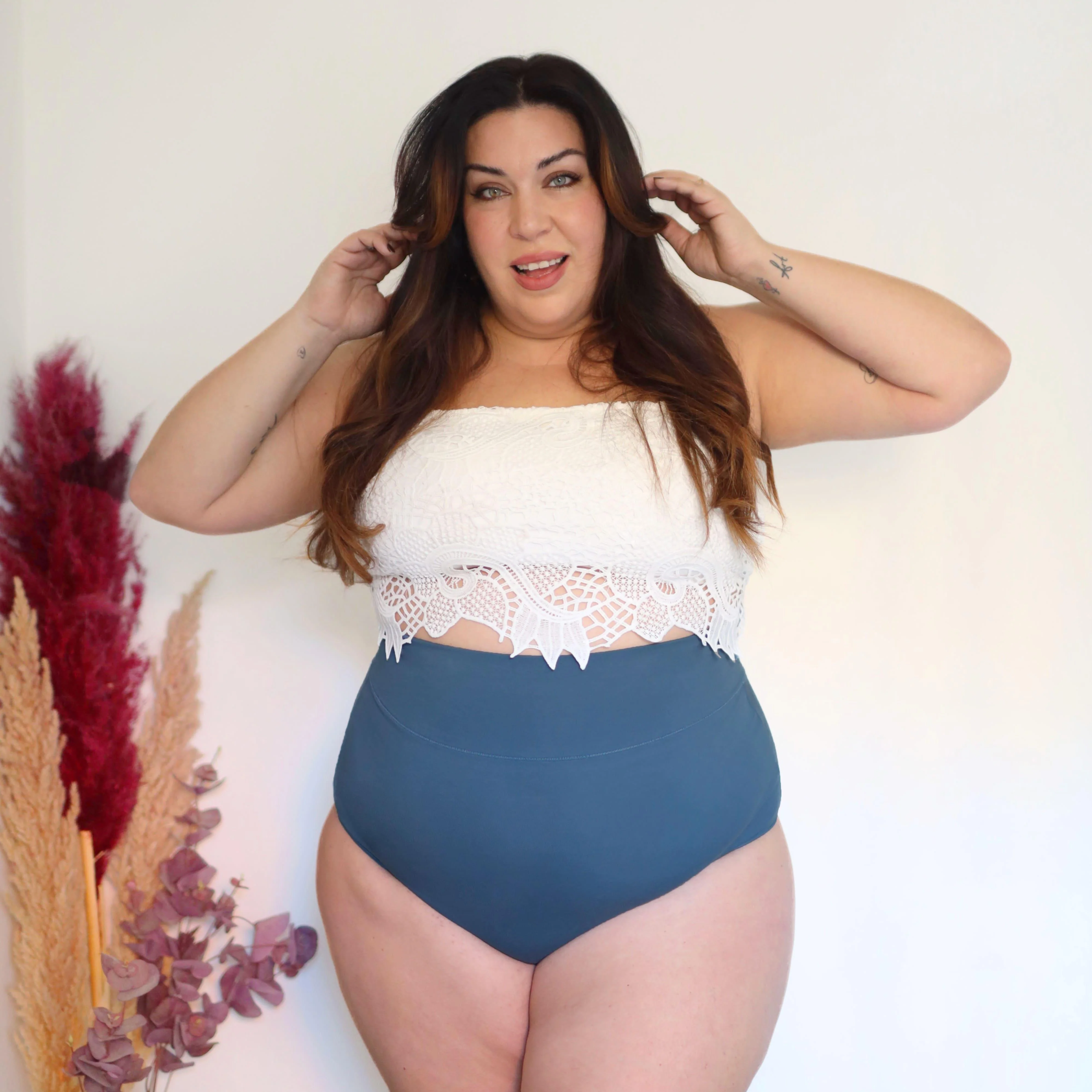 Organic Cotton Super High Waist Knickers - Denim - Zenithce