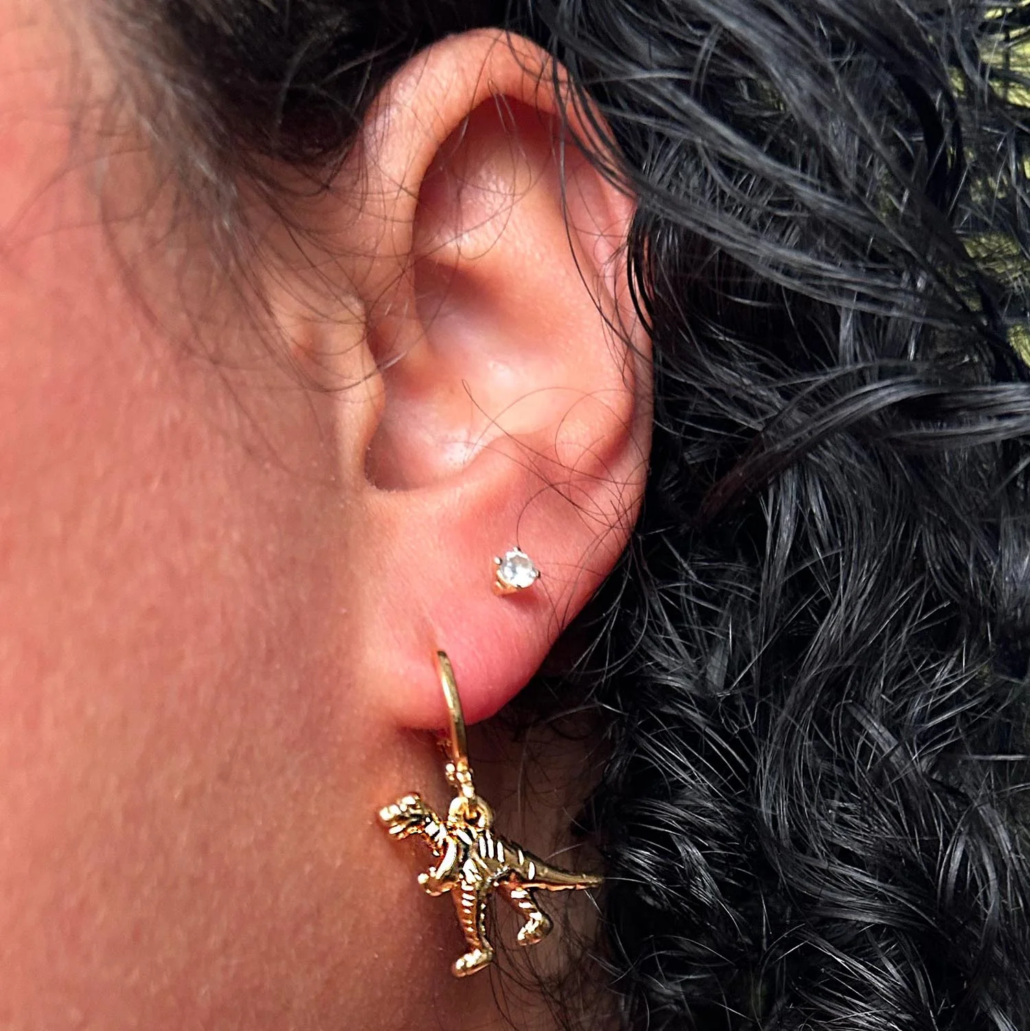 Dinosaur Hoop Earrings - Gold - Zenithce