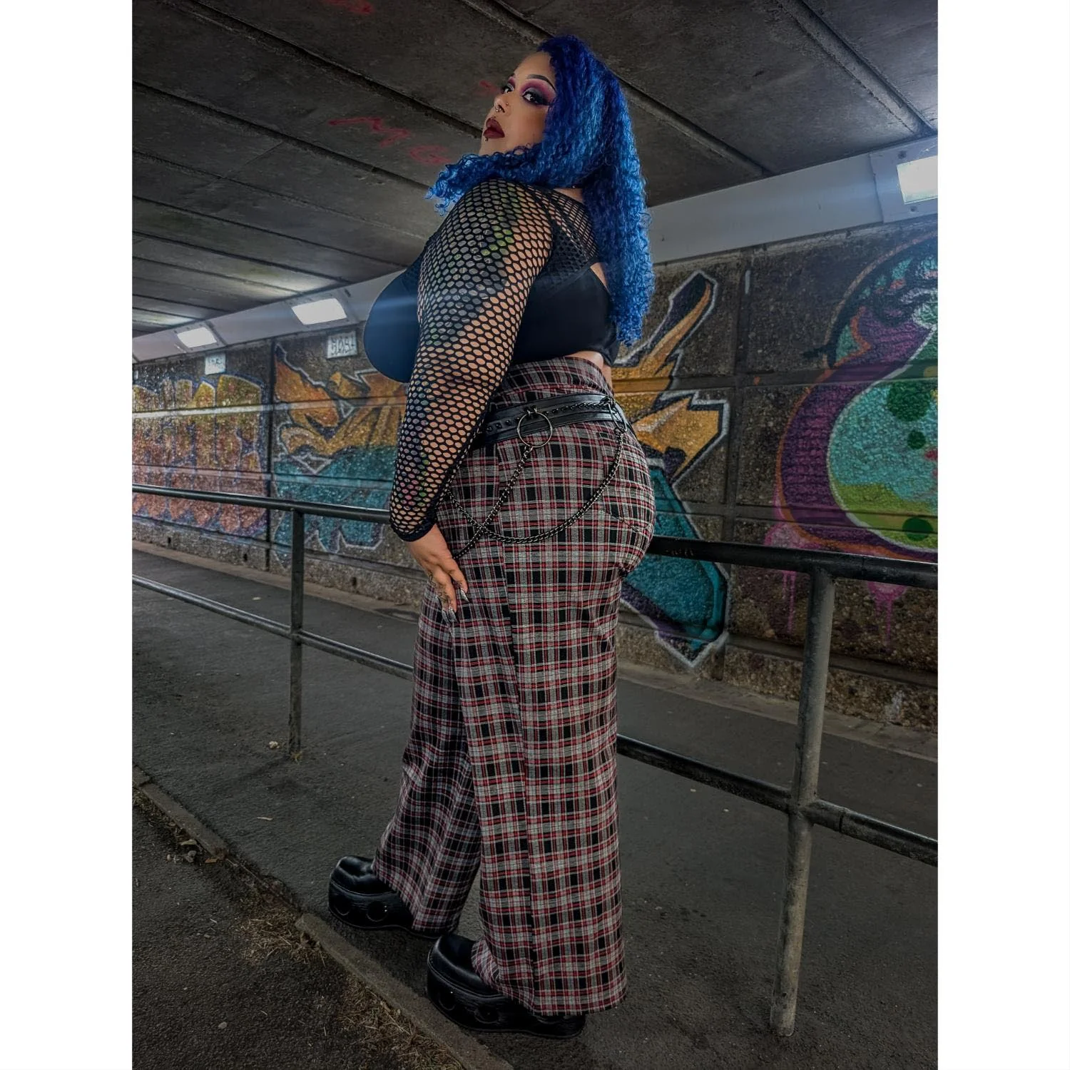 Plaid Wide-Leg Trousers - Bonnie - Zenithce