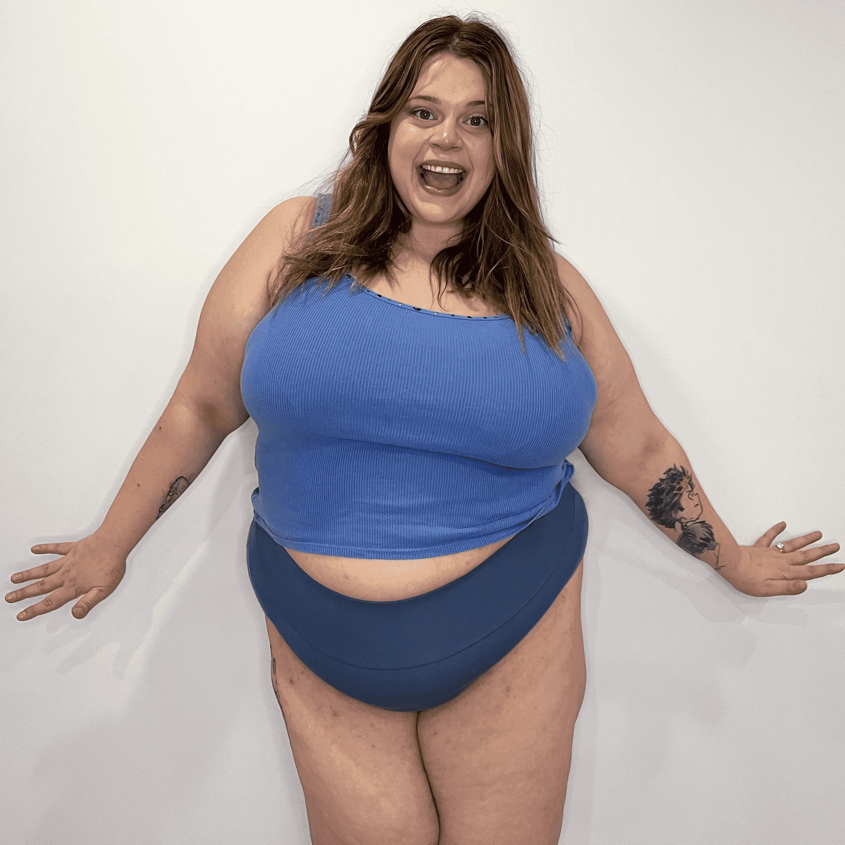 Organic Cotton Super High Leg Knickers - Denim - Zenithce