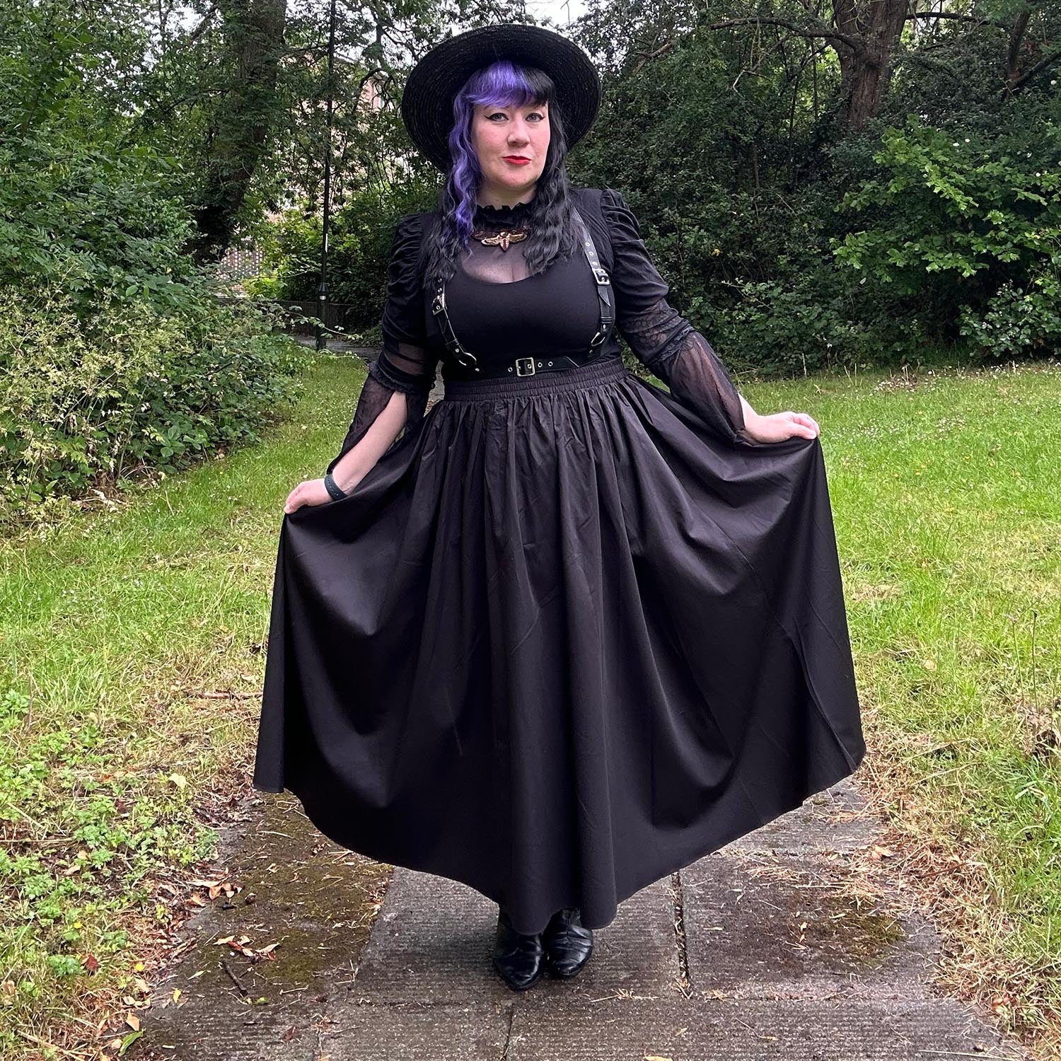 Midaxi Poplin Skirt - Black - Zenithce