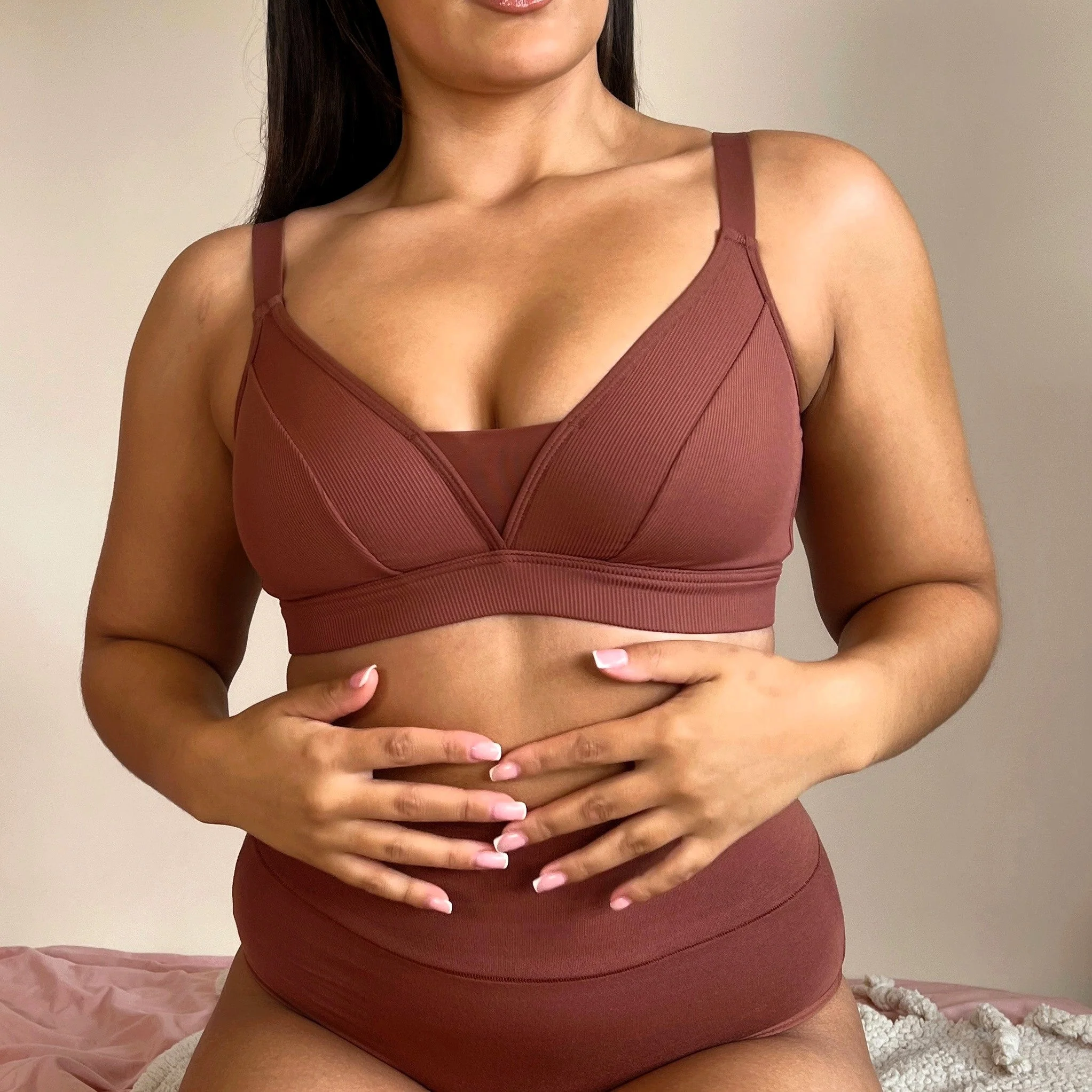 Everyday Ribbed Bra - Root Beer - Zenithce