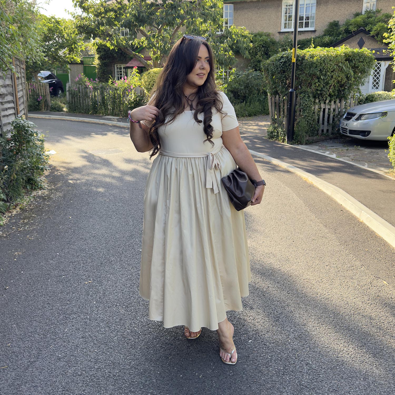 Midaxi Tee Poplin Dress - Oatmeal - Zenithce