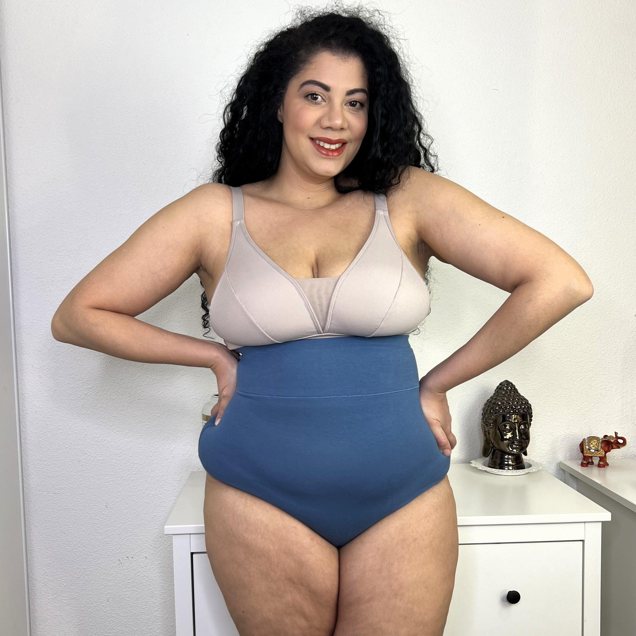 Organic Cotton Super High Waist Knickers - Denim - Zenithce