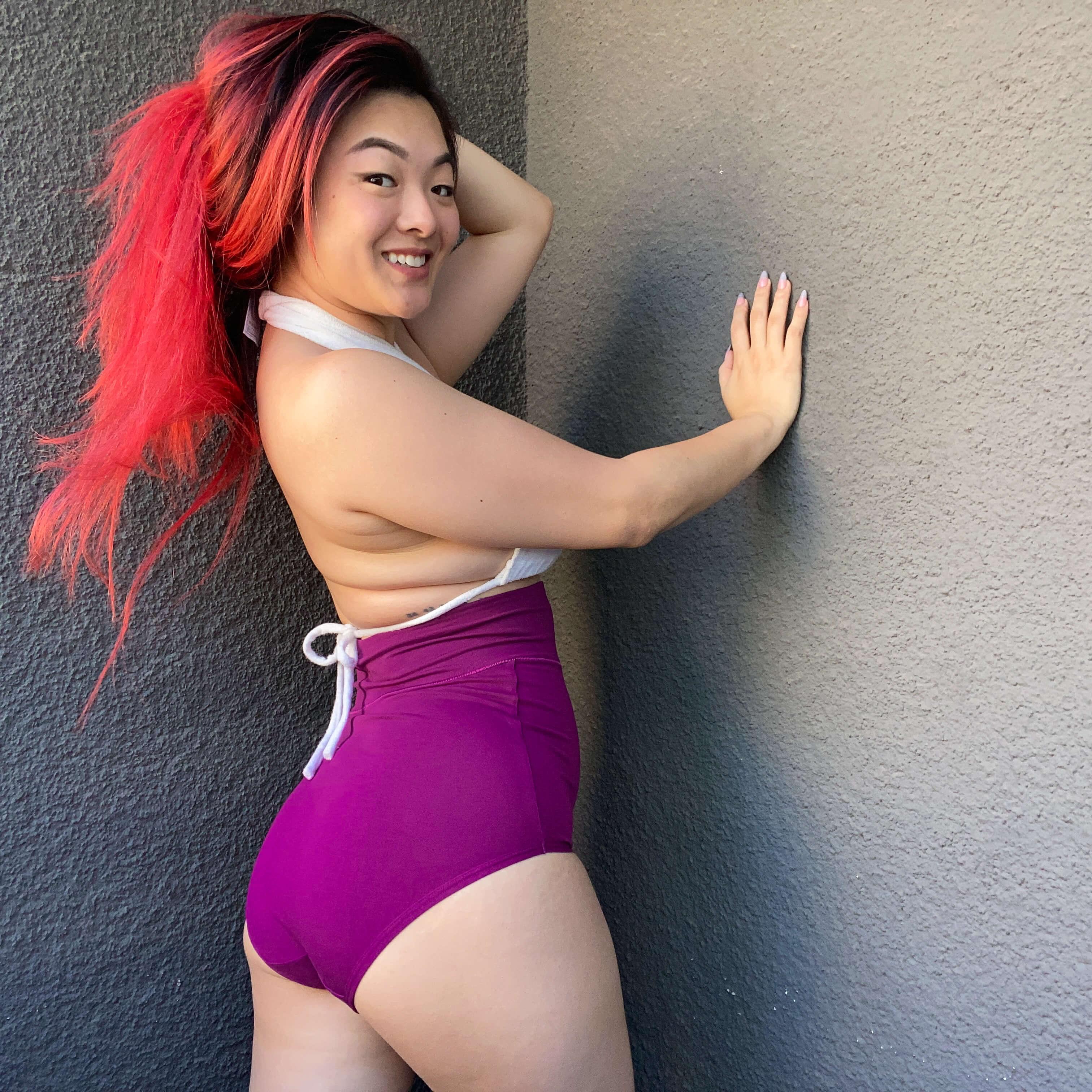 Organic Cotton Super High Waist Knickers - Figgy Pudding - Zenithce