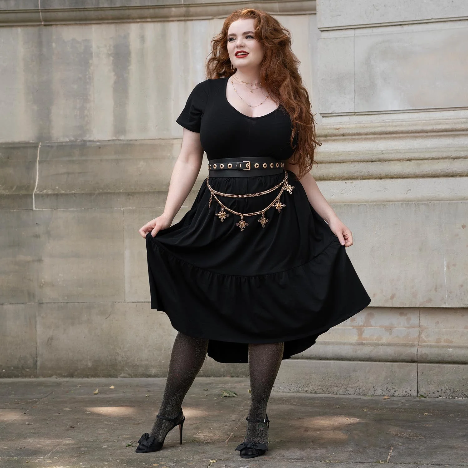 Tiered Midi Dress - Black - Zenithce